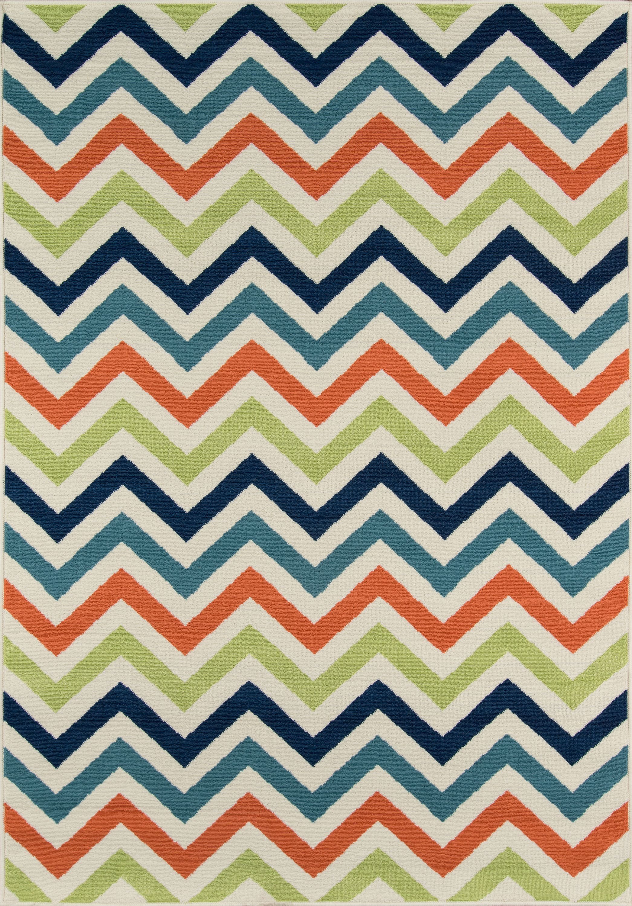 Vibrant Stripes Multicolor Synthetic 3'11" x 5'7" Indoor/Outdoor Rug