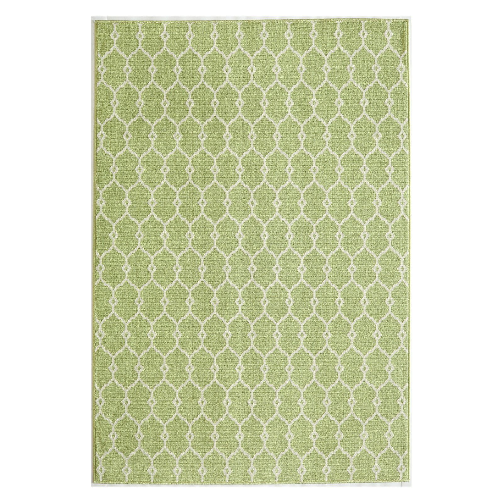 Green Trellis Flat Woven Reversible Indoor/Outdoor Rug 6'7" x 9'6"