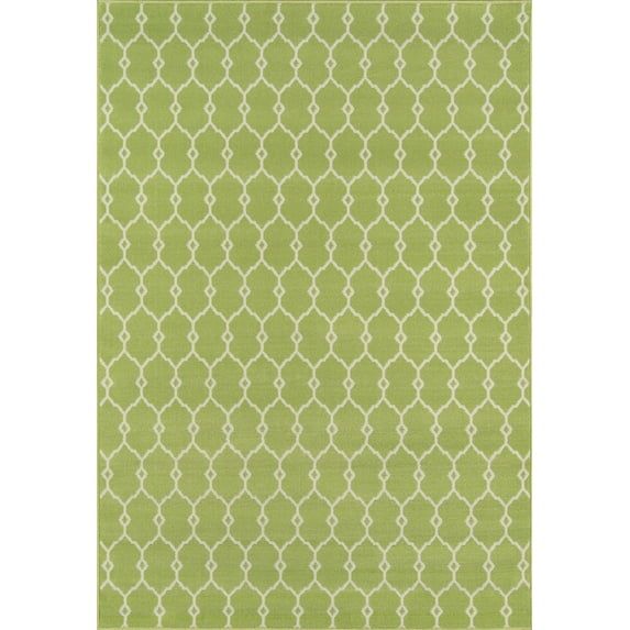 Green Flat Woven Synthetic Trellis 7'10" x 10'10" Area Rug