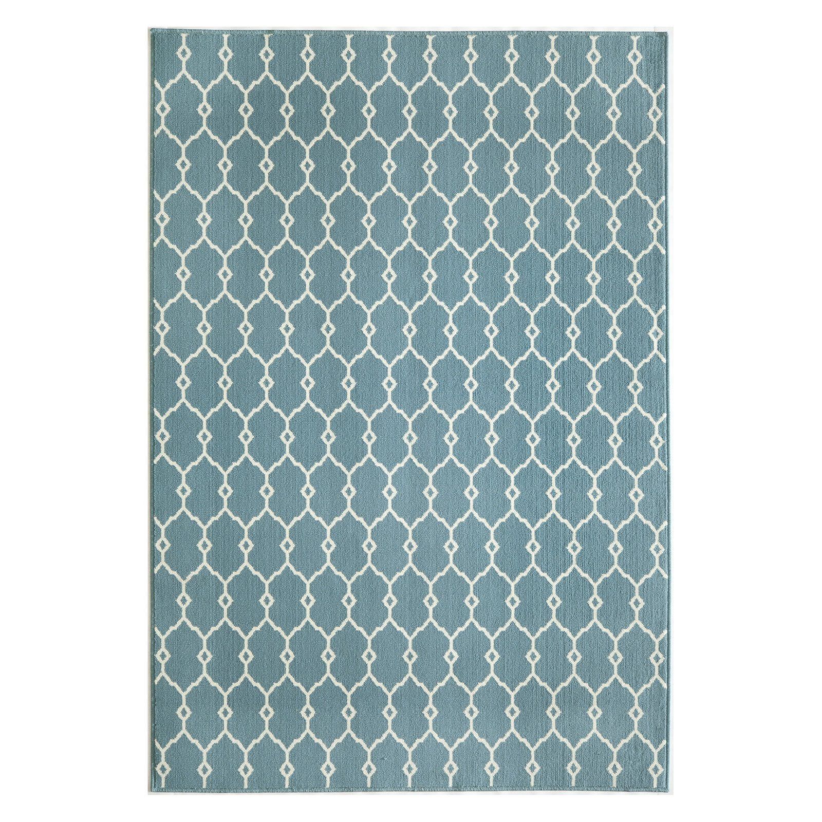 Trellis Charm Blue Synthetic Rectangular 5'3" x 7'6" Area Rug