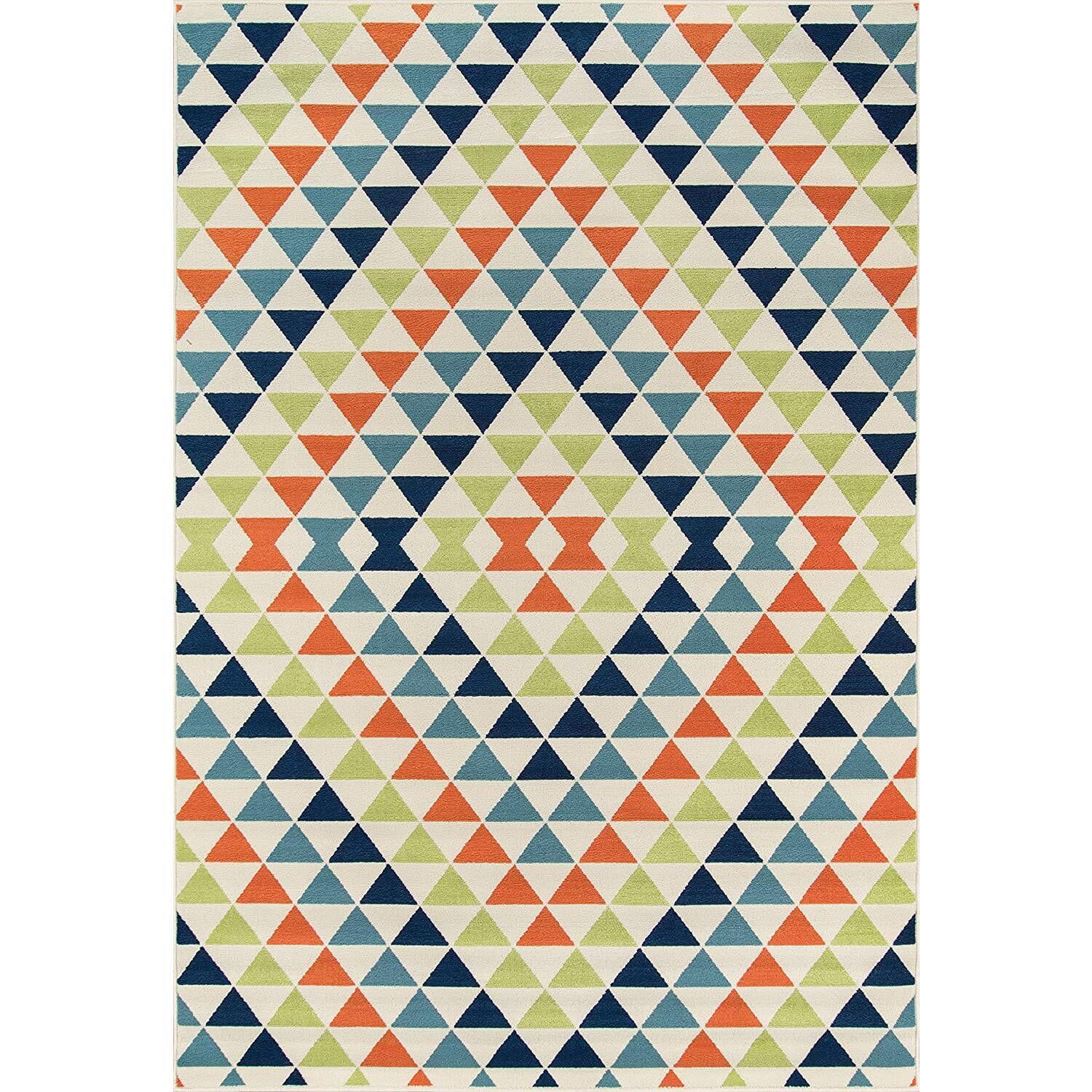 Multicolor Synthetic Flat-Woven 6'7" x 9'6" Outdoor Rug