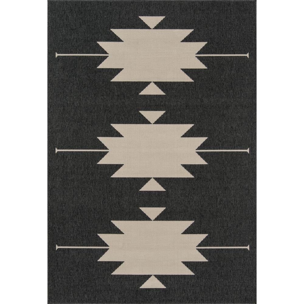 Baja Charcoal and Beige Geometric Indoor Outdoor Rug 2'3" x 4'6"