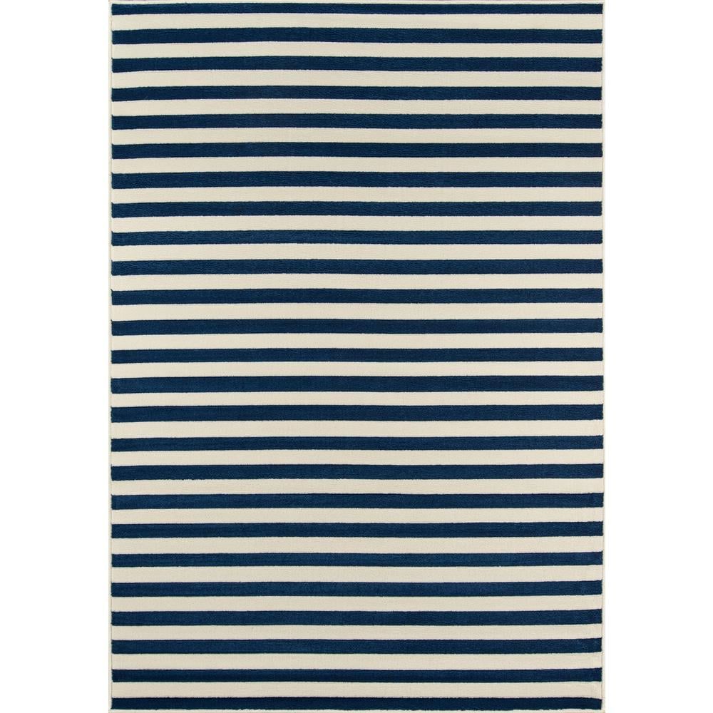 Navy and White Rectangular Flat Woven Synthetic Area Rug, 8'6" x 13'