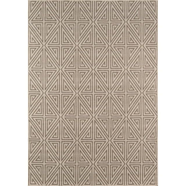 Taupe Geometric Pattern Rectangular Synthetic Area Rug