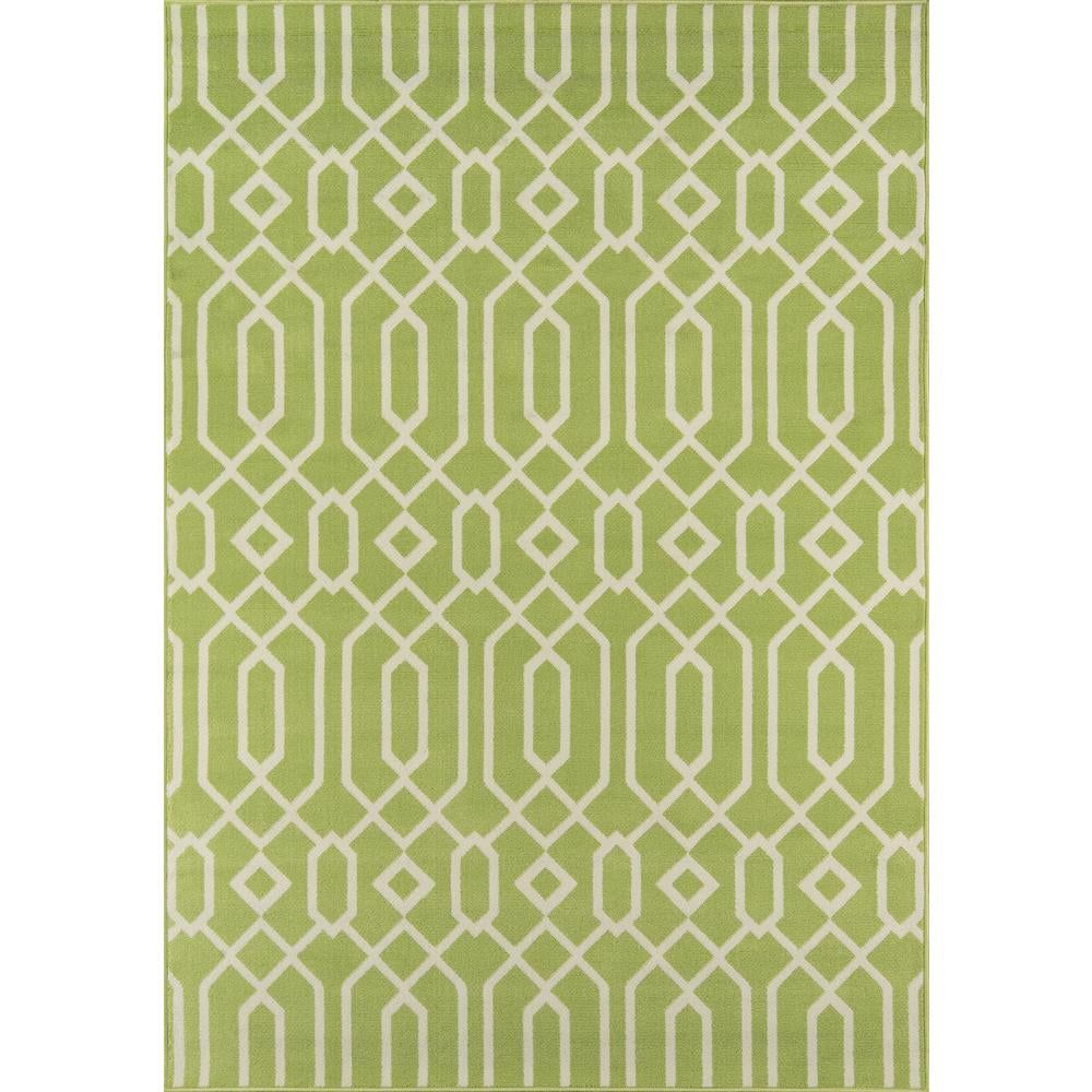 Green and White Flat Woven Synthetic Rectangular Rug 8'6" x 13'