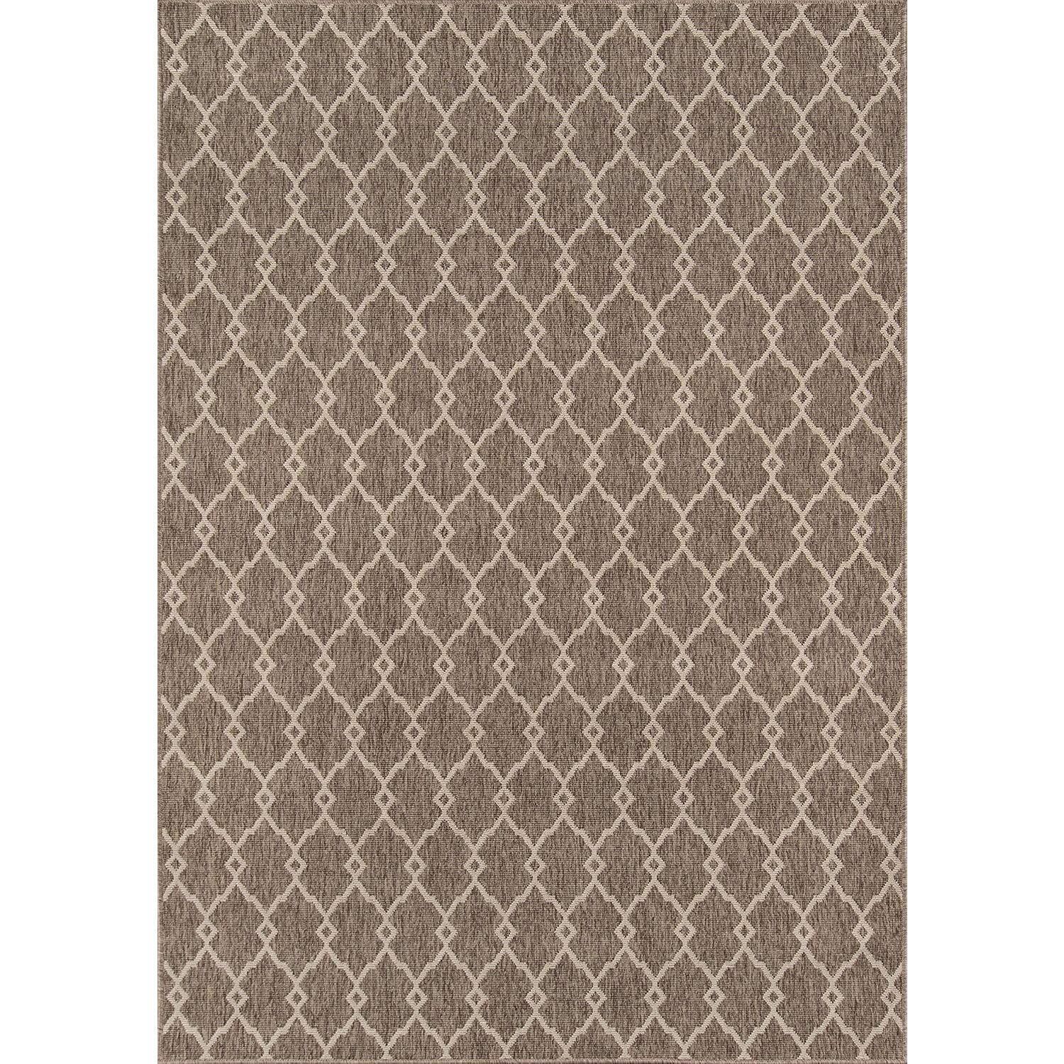 Taupe Trellis Synthetic Washable Rectangular Rug 5'3" x 7'6"