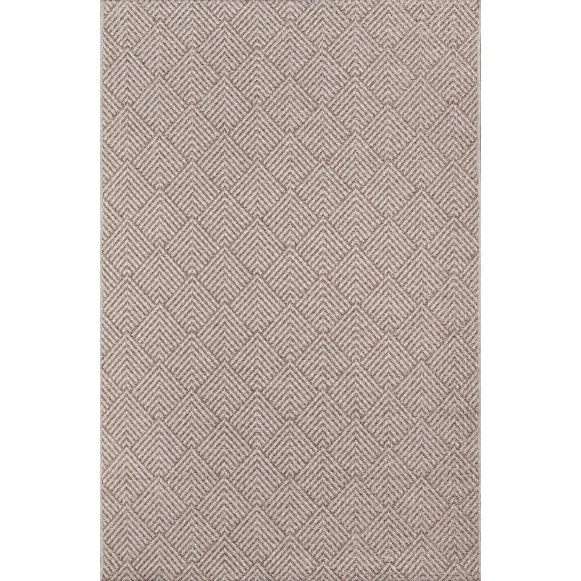 Tropical Geometric Beige Synthetic 5' x 7' Easy-Care Rug