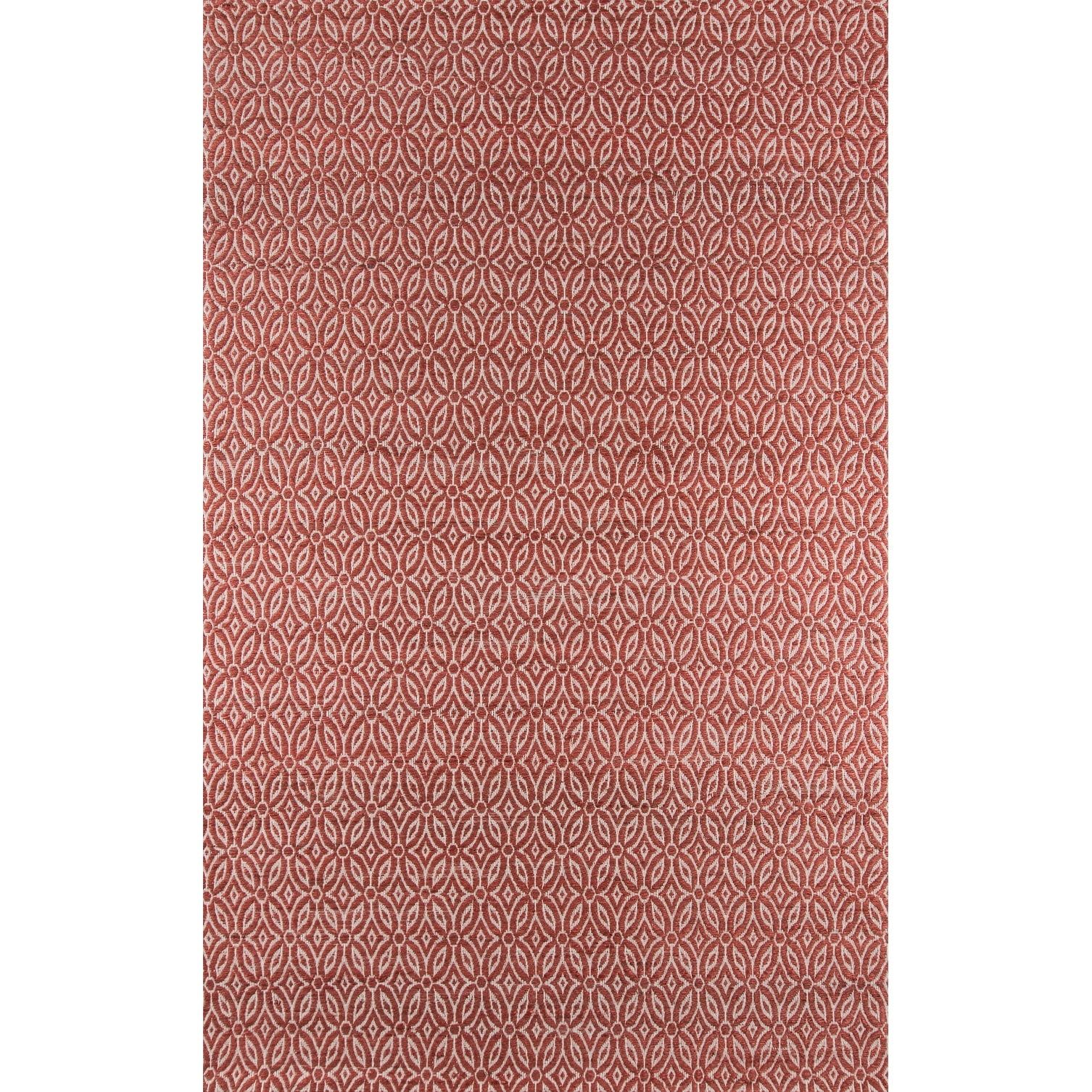 Handwoven Red Geometric Cotton and Jute Area Rug 5' x 8'