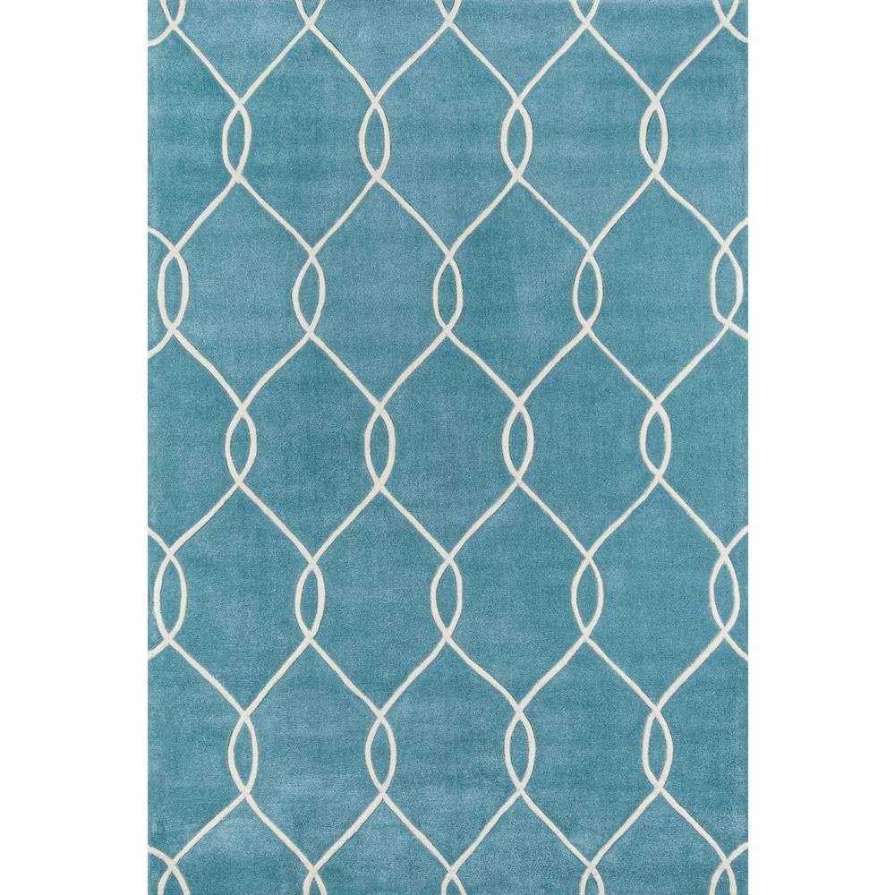 Teal Geometric Tufted 5' x 7' Synthetic Area Rug