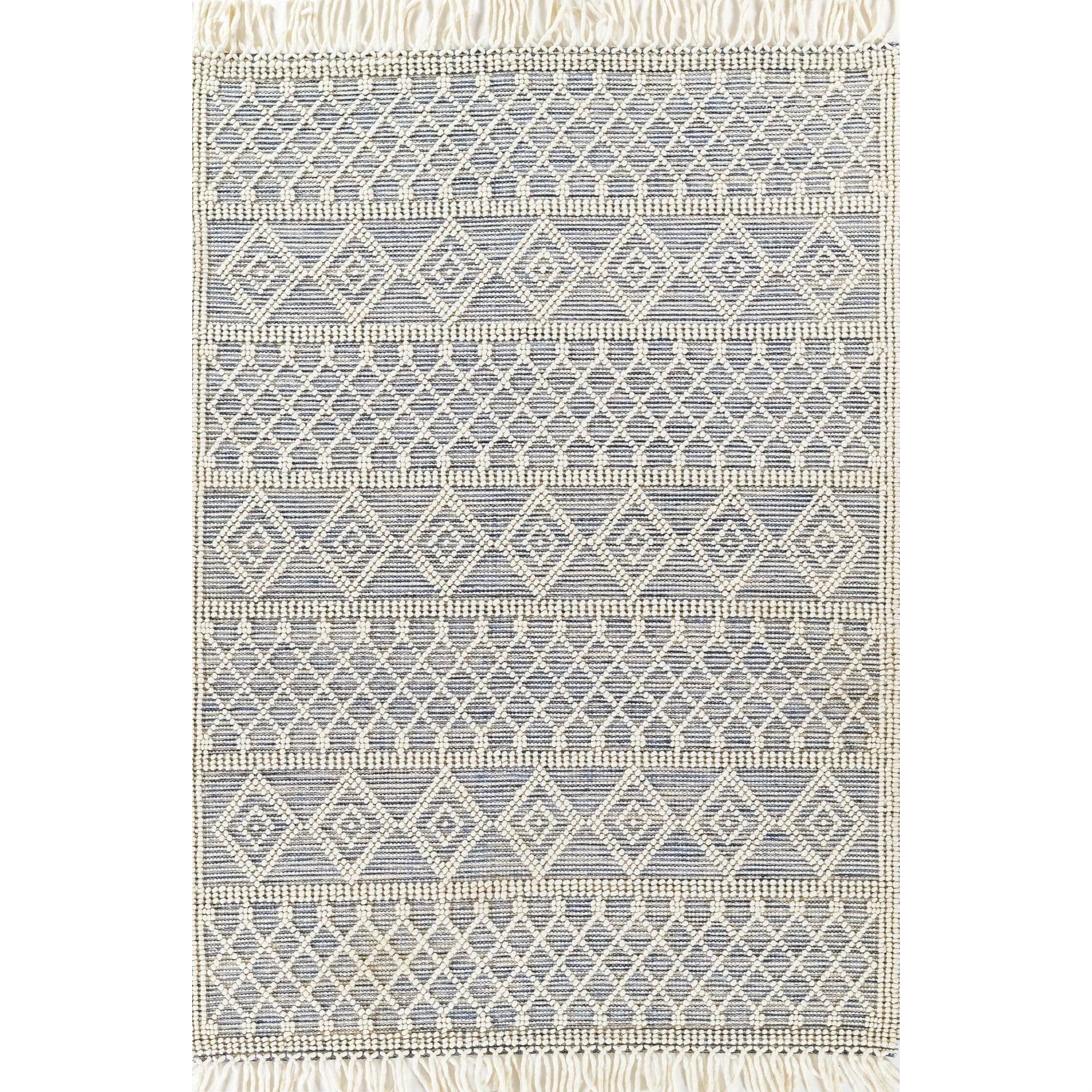 Handmade Luxe Boulder Blue Wool 2' x 3' Geometric Area Rug