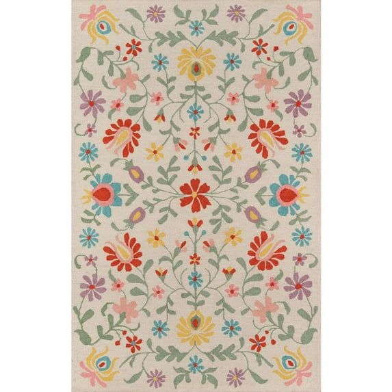 Ivory Hand-Tufted Wool 8' x 10' Rectangular Area Rug