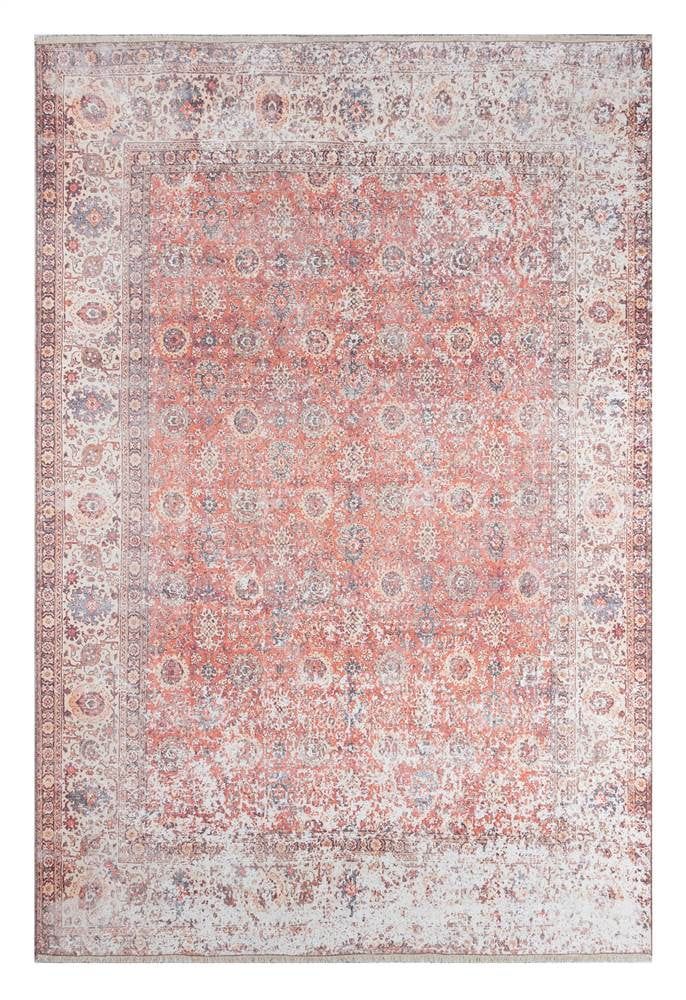 Chandler Red and Beige Hand-Knotted Rectangular Area Rug