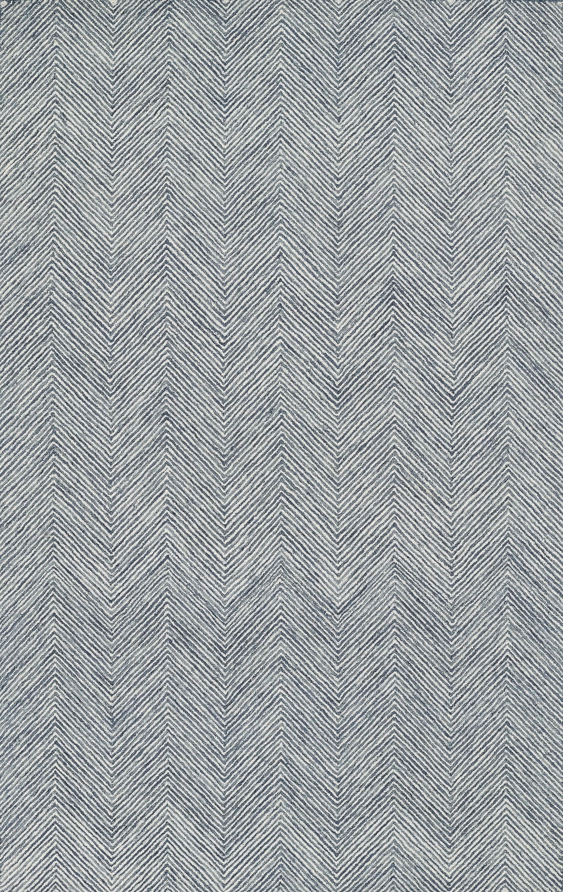 Charles Handmade Denim Wool 5' x 8' Herringbone Area Rug