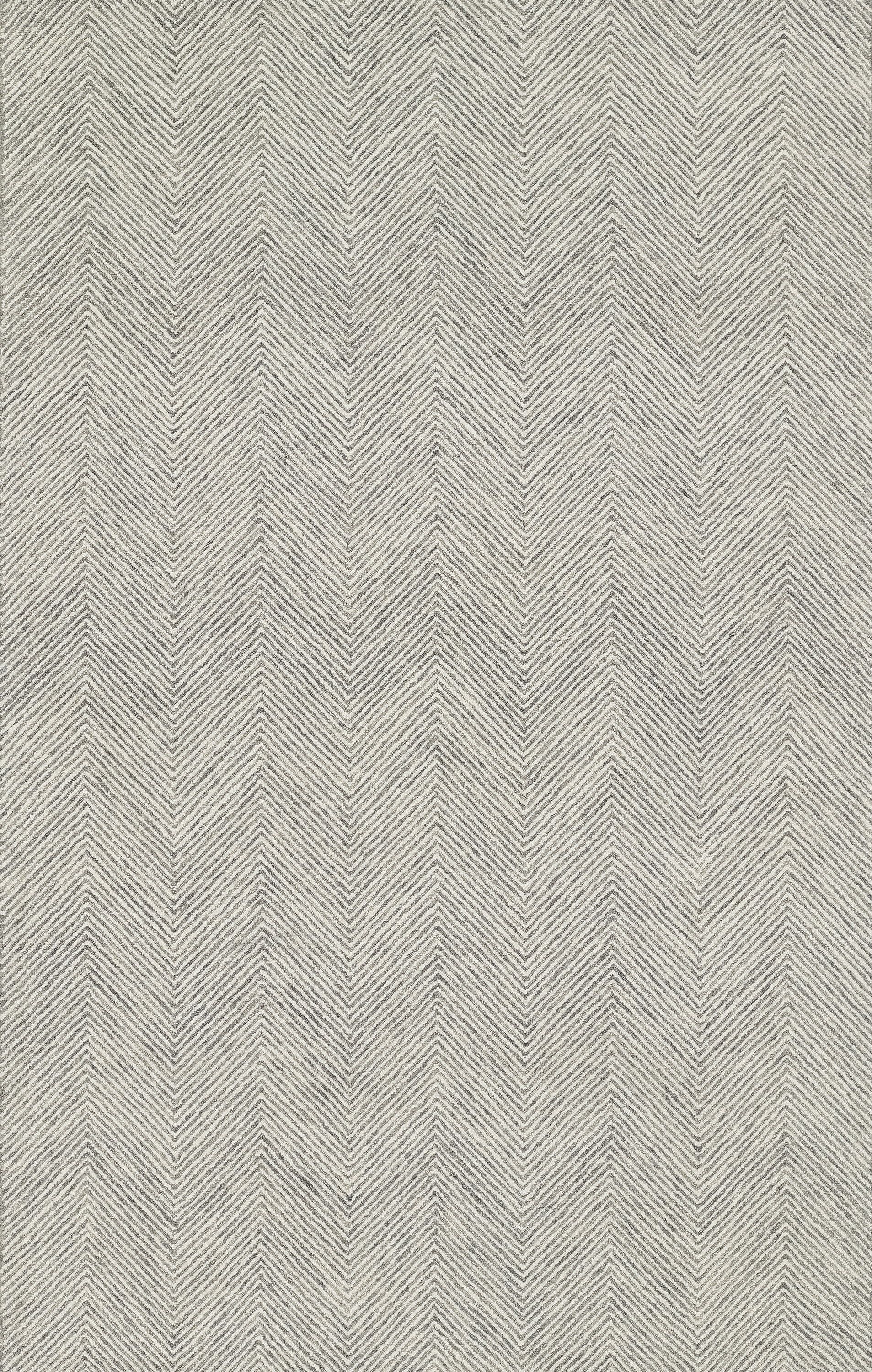 Gray Herringbone Hand Tufted Wool Area Rug 5' x 8'