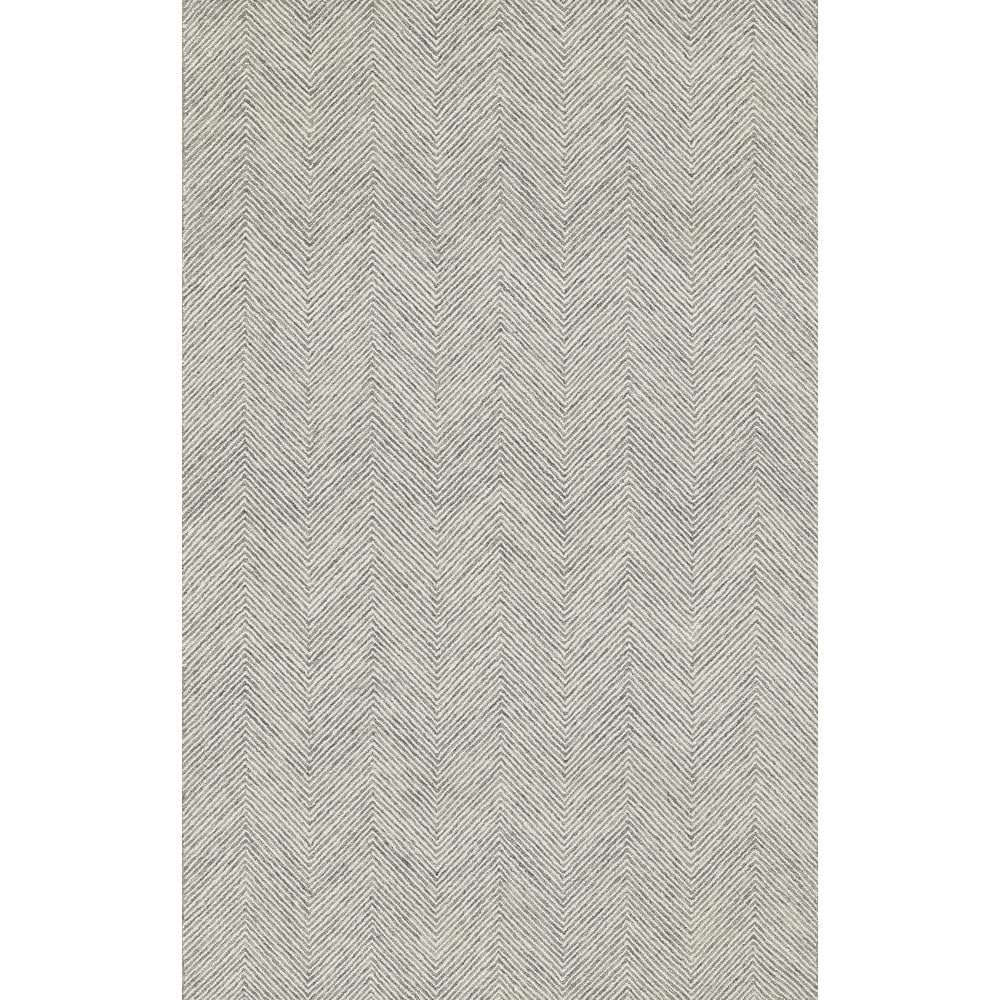 Gray Herringbone Hand Tufted Wool Area Rug 5' x 8'