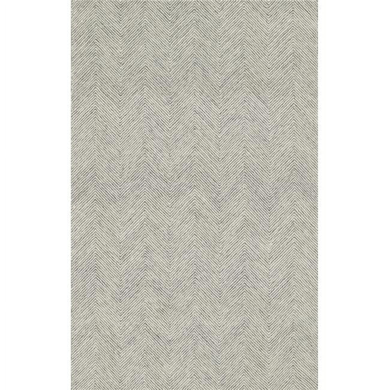 Gray Herringbone Tufted Wool 9' x 12' Area Rug