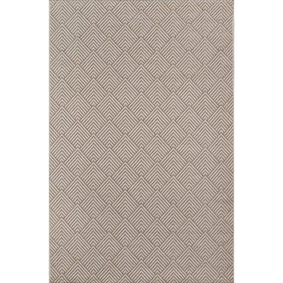 Tropical Geometric Beige Synthetic 5' x 7' Easy-Care Rug