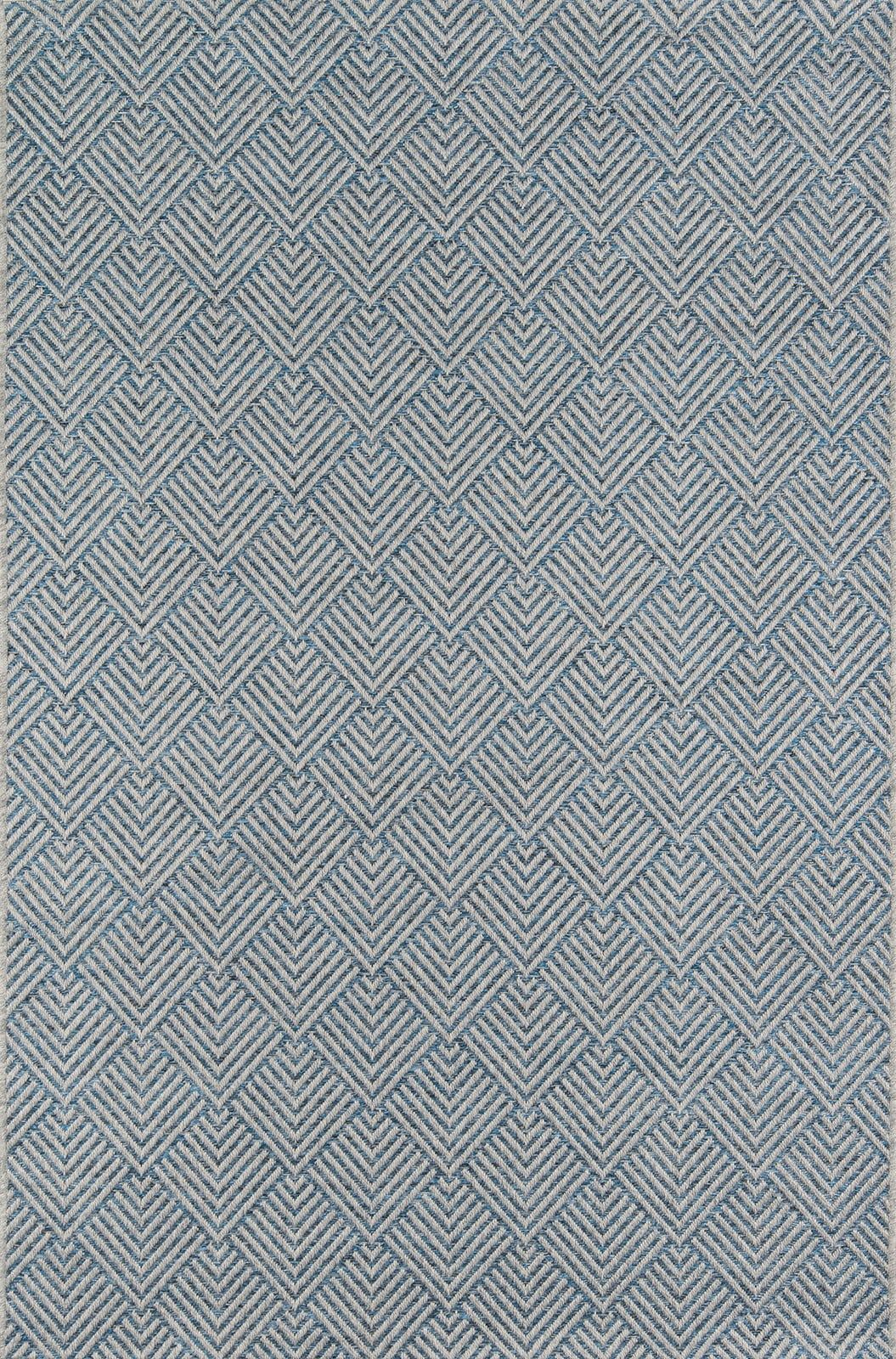 Blue Geometric Synthetic Indoor Outdoor Area Rug 6'7" x 9'6"