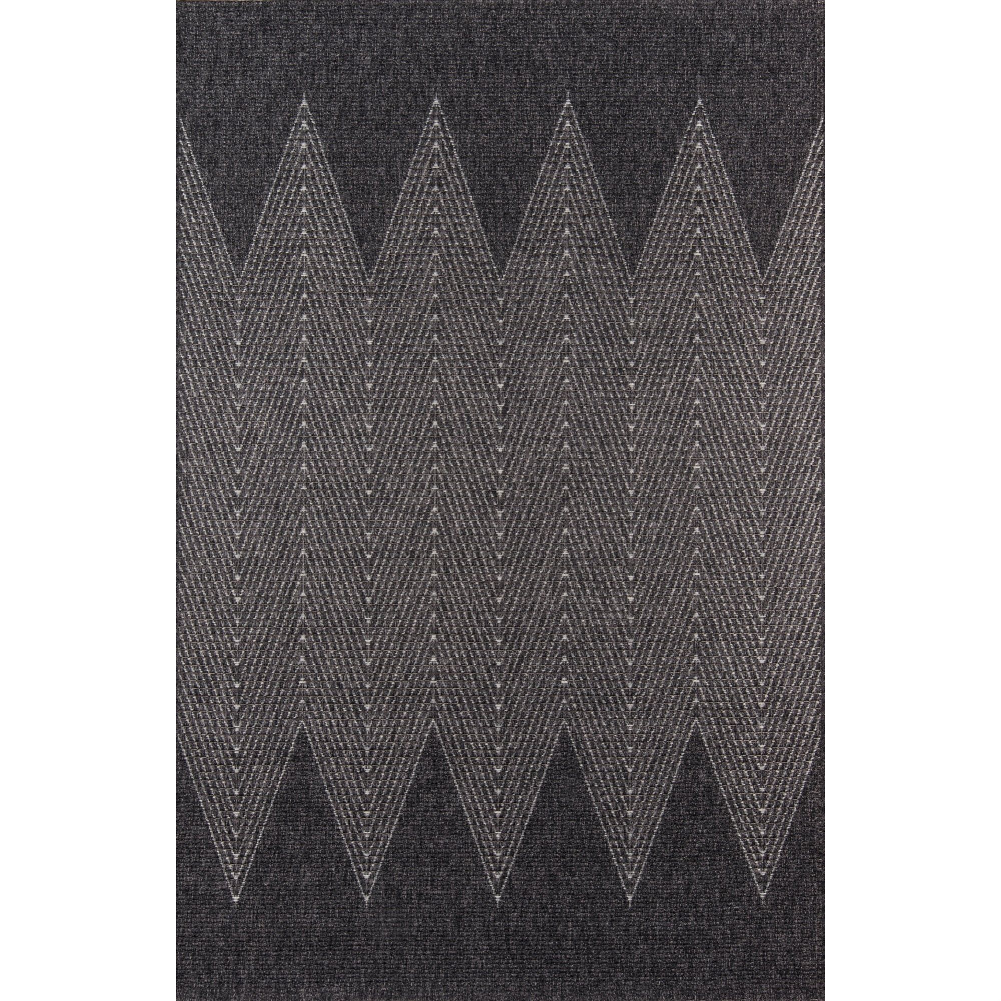 Como Charcoal Gray Geometric Polypropylene Indoor/Outdoor Runner Rug