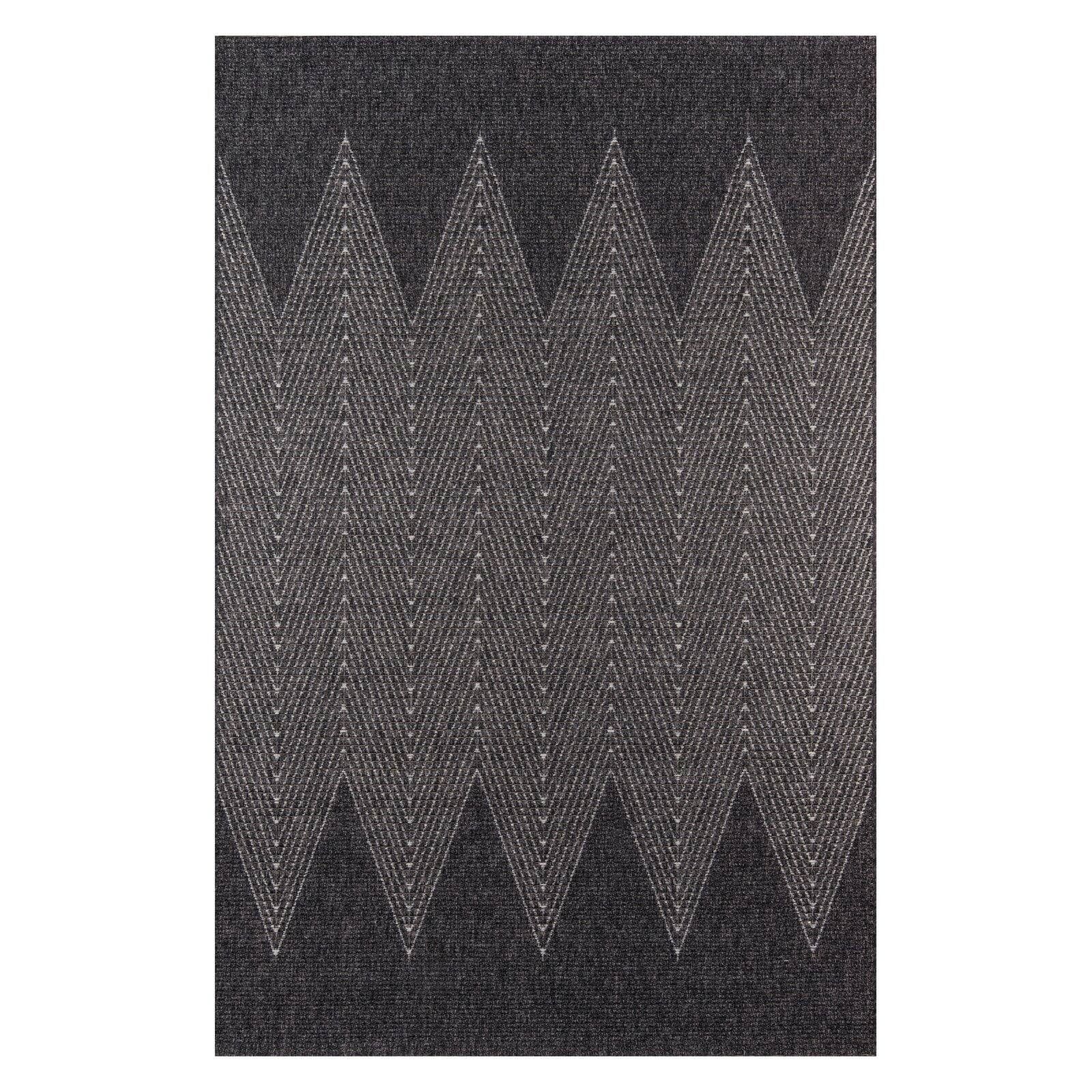 Charcoal Geometric Indoor Outdoor Polypropylene Area Rug 9'10" x 13'2"