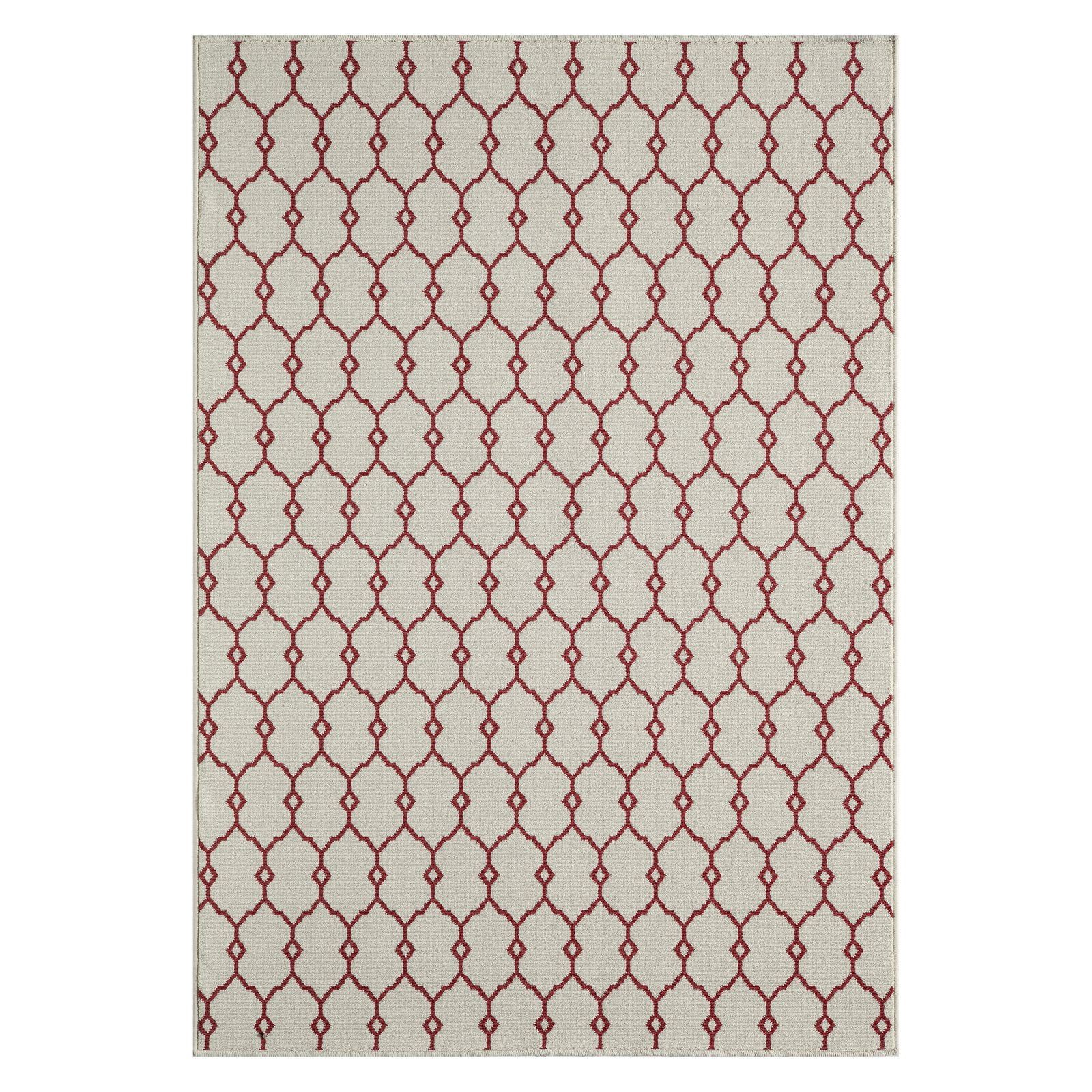 Elegant Ivory Trellis Synthetic Indoor/Outdoor Area Rug, 1'8"x3'7"