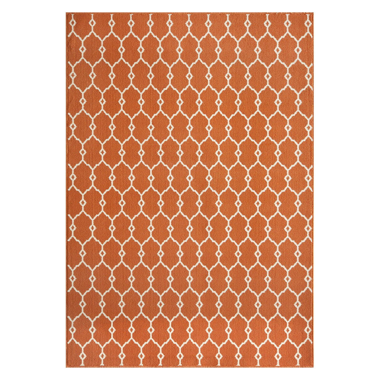 Orange Trellis Flat Woven Reversible Runner Rug