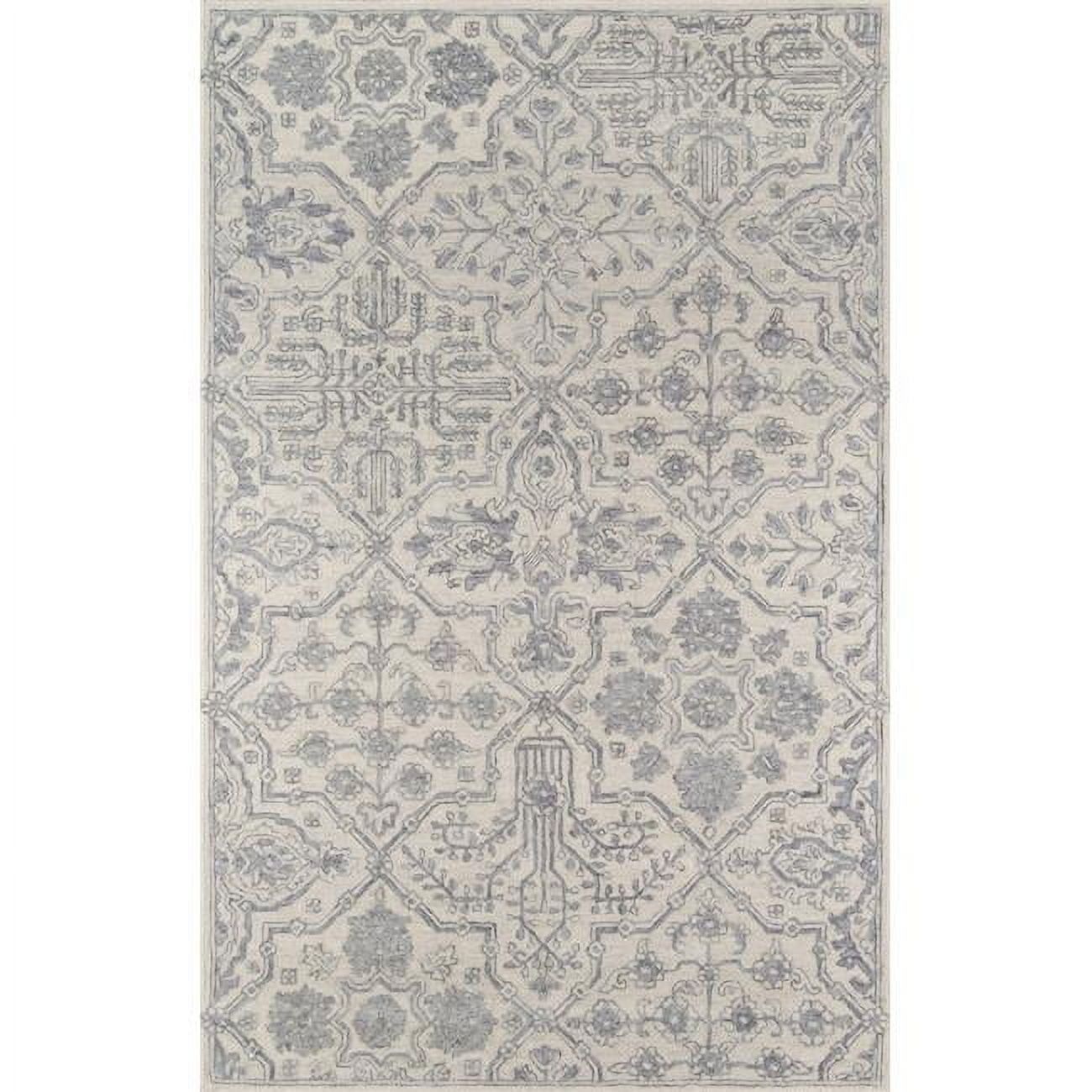 Cosette Gray and Ivory Hand-Tufted Wool Area Rug 5' x 8'