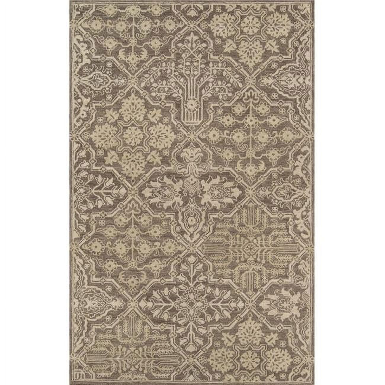 Handmade Moroccan-Inspired Tufted Brown Wool Rectangular Rug