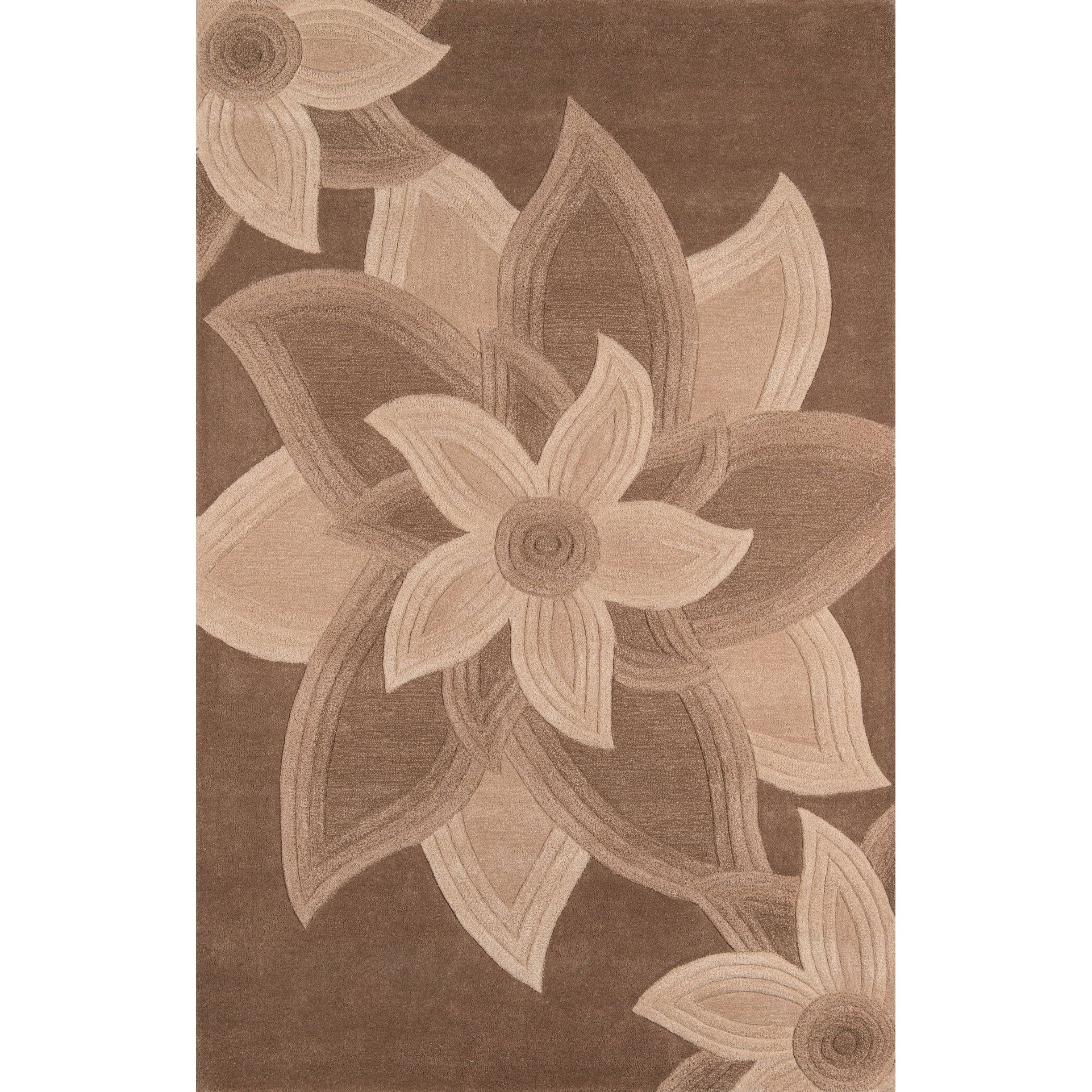 Mocha Floral Hand Tufted Wool 8' x 10' Area Rug