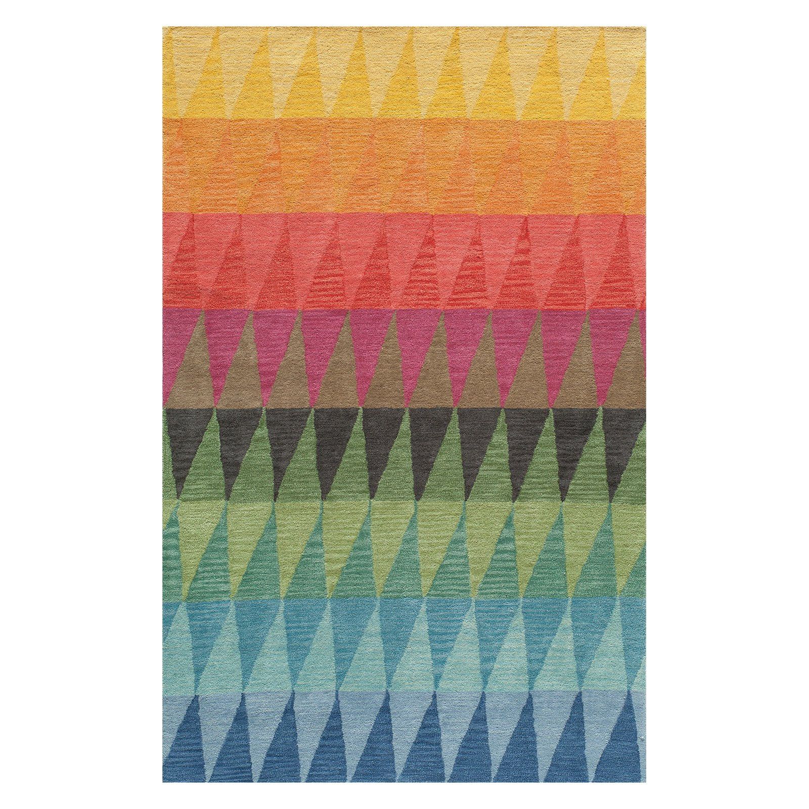 Handmade Multicolor Geometric Wool Tufted Area Rug 3'6" x 5'6"