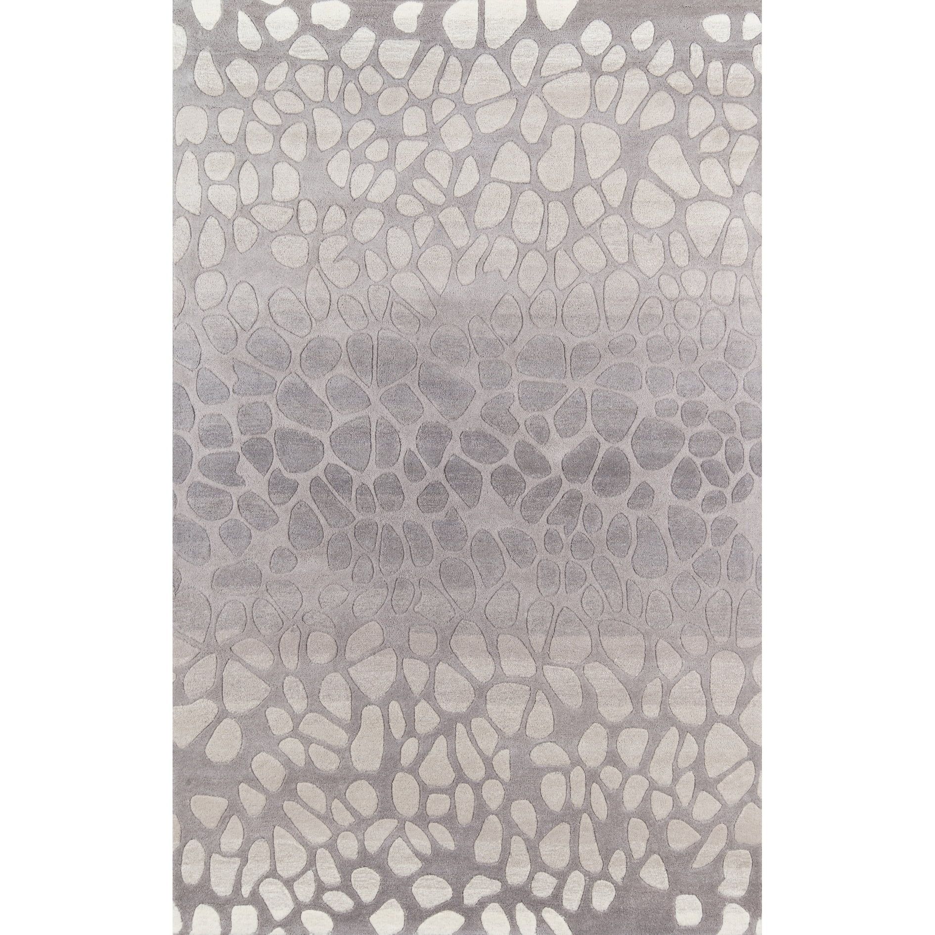 Hand-Tufted Silver Wool Rectangular Area Rug 5 ft x 8 ft