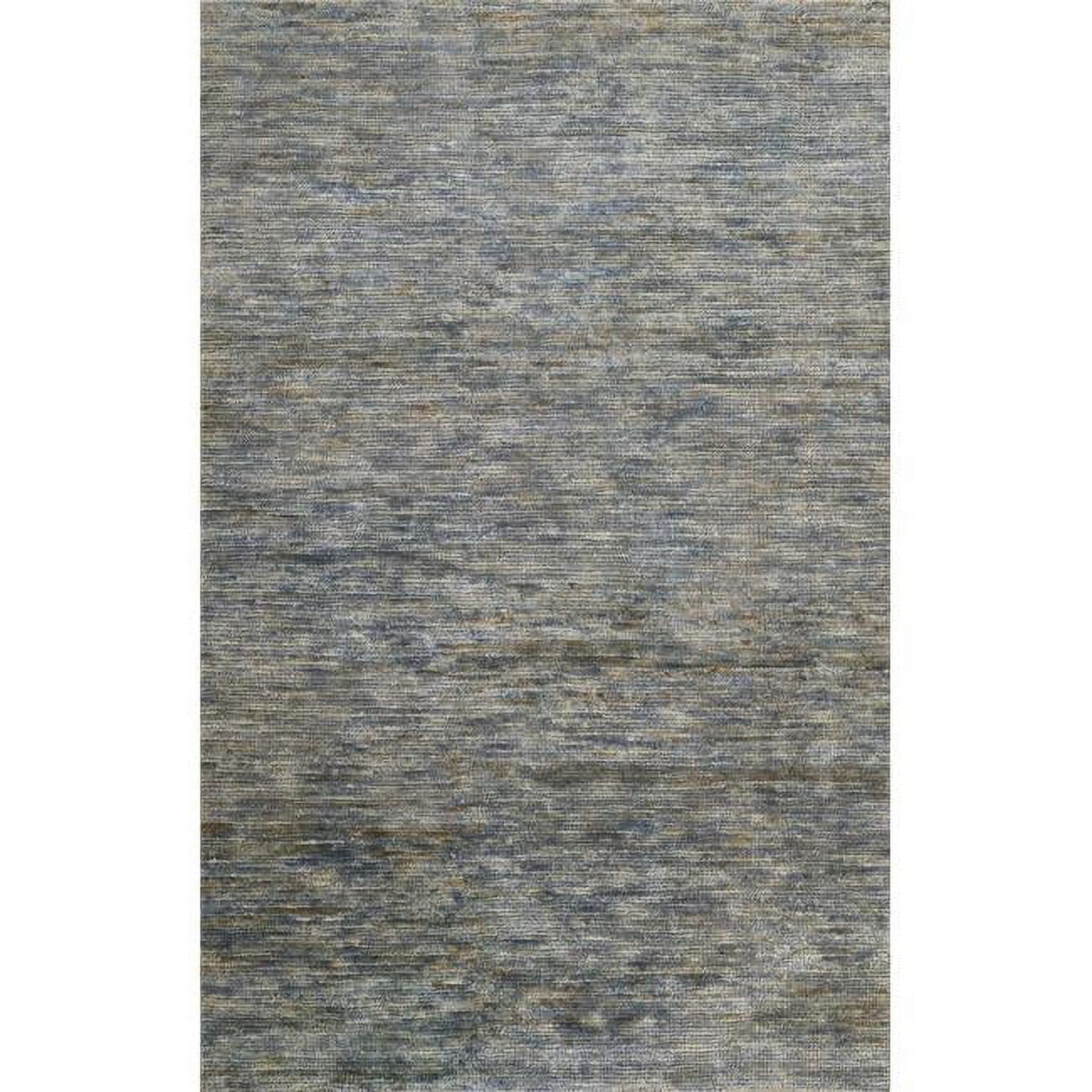 Abstract Blue Hand-Knotted Wool-Cotton Blend Rug 8' x 10'