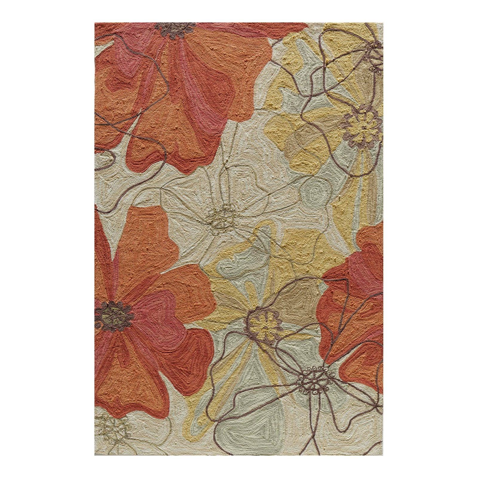 Summit Sand Floral Hand-Hooked Rectangular Area Rug 3'6" x 5'6"