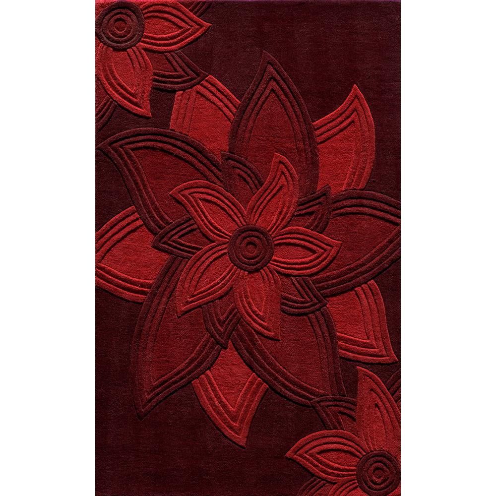 Handmade Red Wool Geometric 8' x 10' Tufted Rug