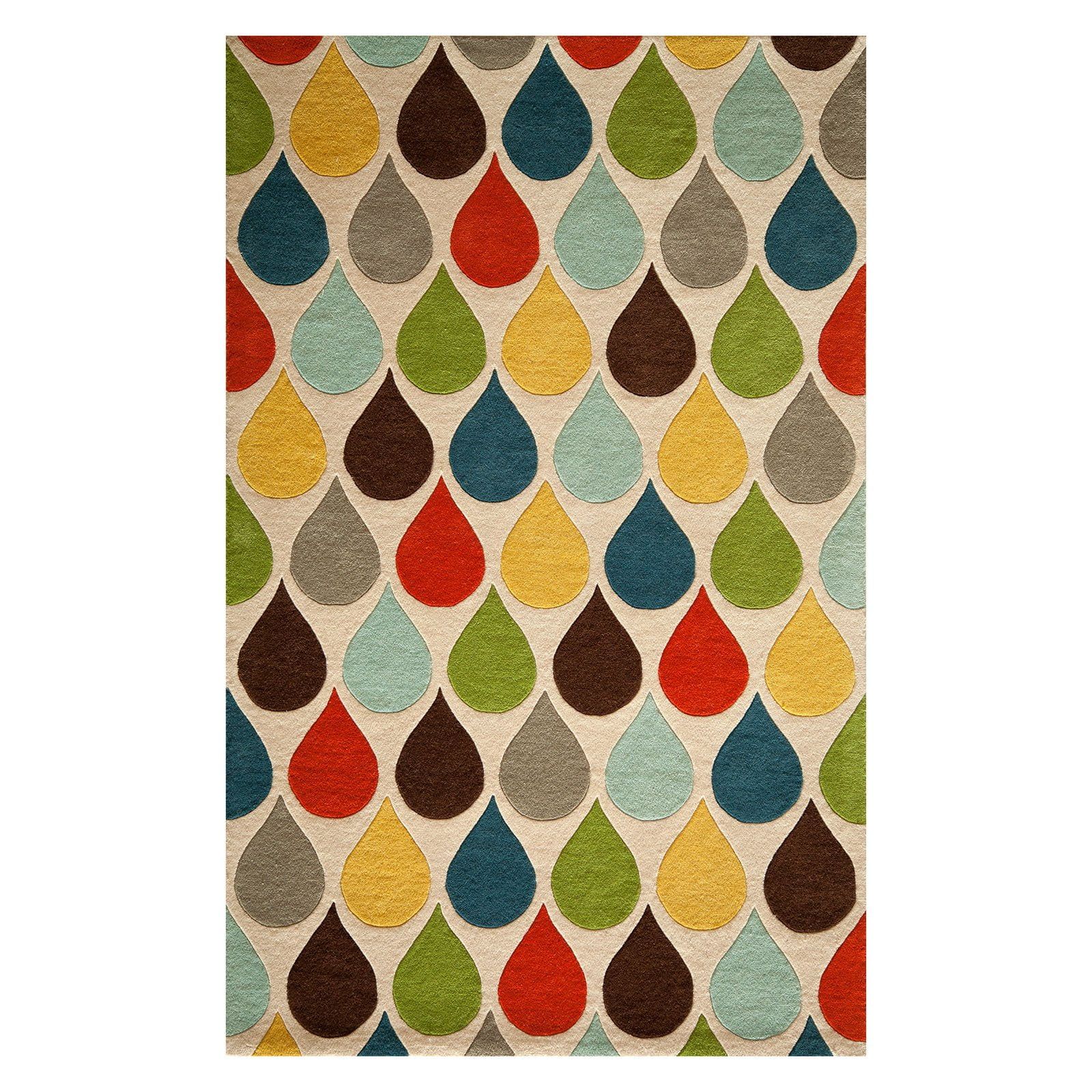 Handmade Multicolor Wool Geometric Teardrop Area Rug 5' x 8'