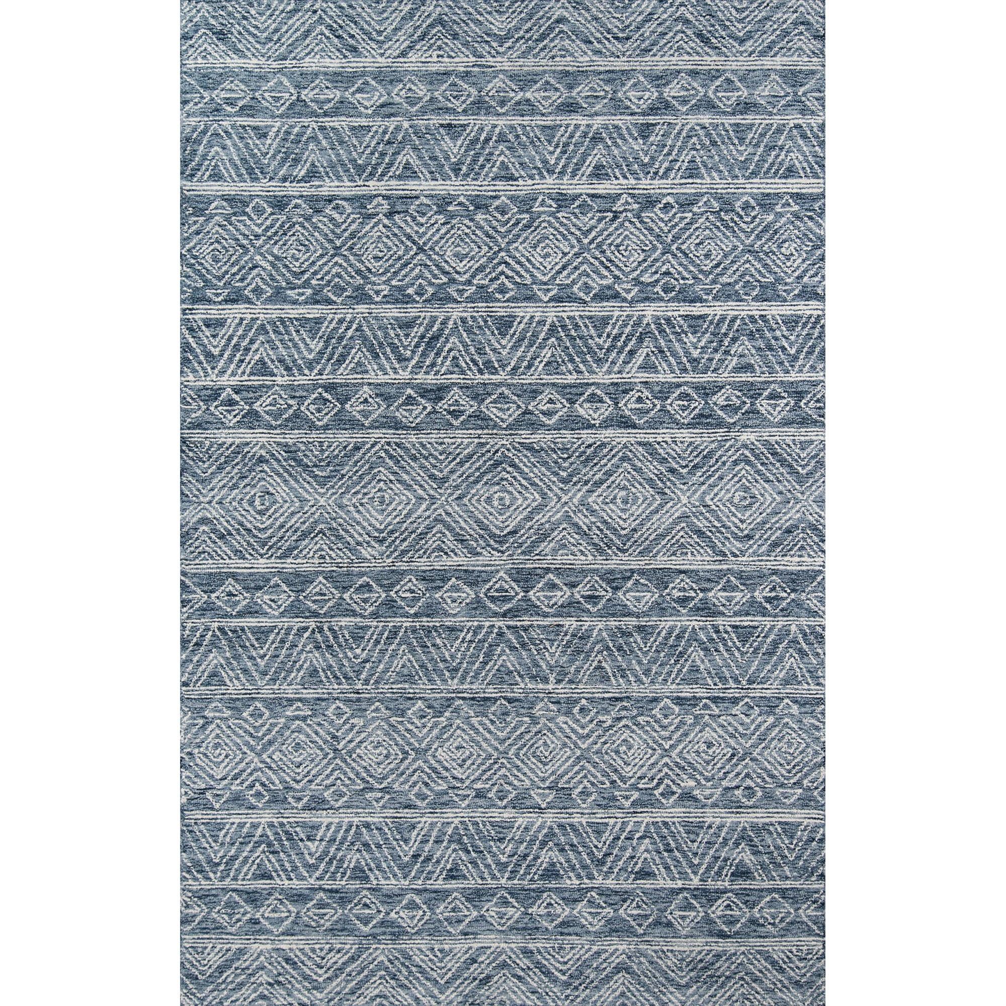 Handcrafted Gray Geometric Wool Area Rug, 8' x 10'