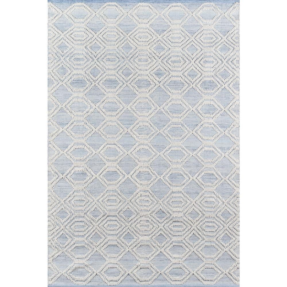 Handmade Light Blue Diamond Tufted Rectangular Washable Rug