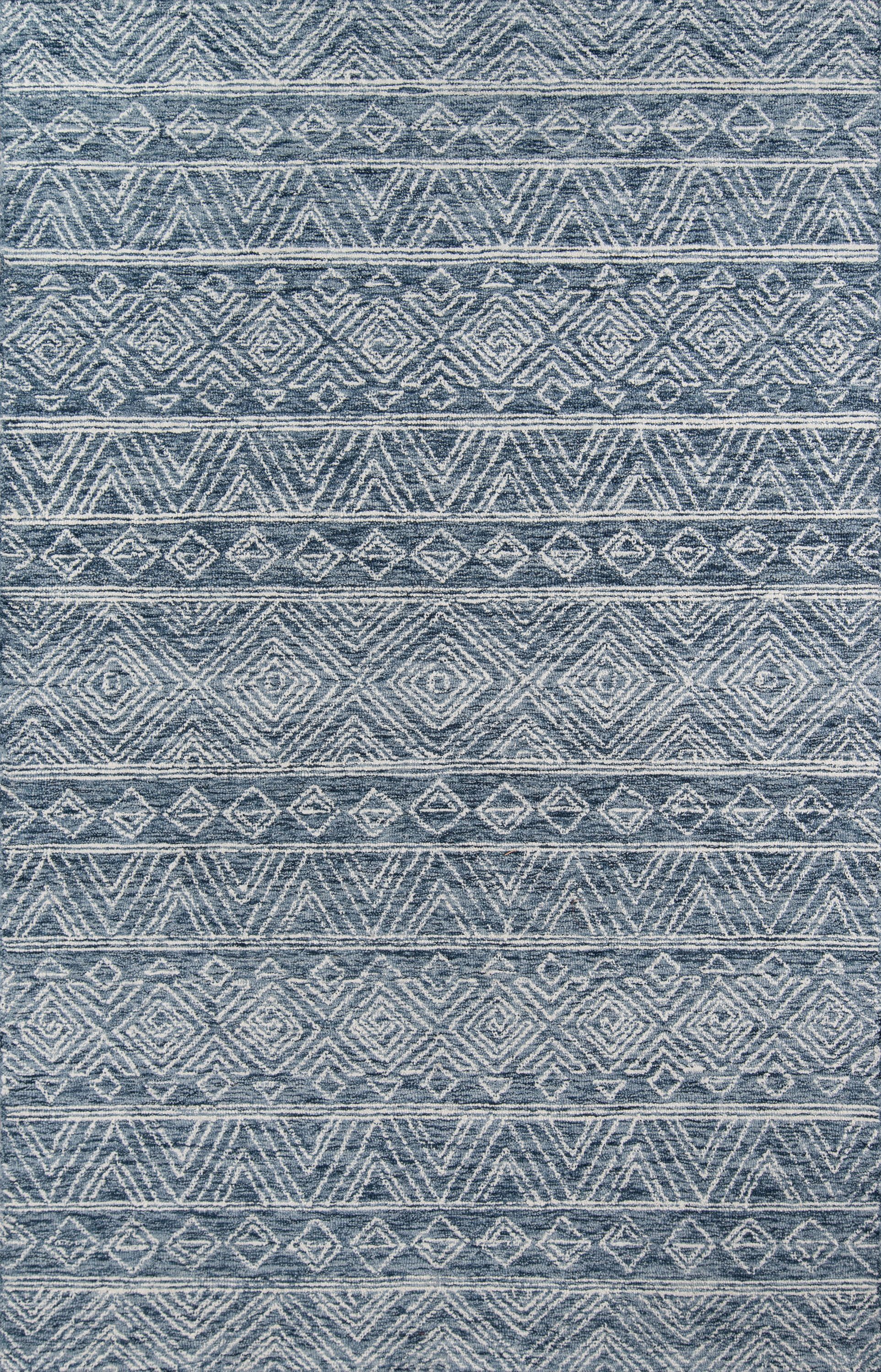 Handcrafted Gray Geometric Wool Area Rug, 8' x 10'