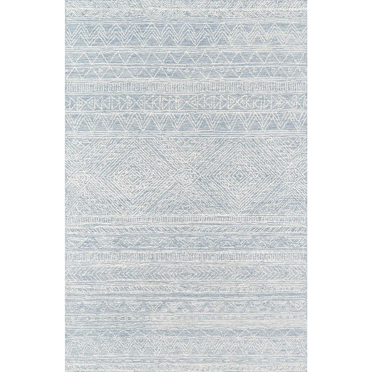 Handmade Mallorca Blue Wool 9' x 12' Geometric Area Rug