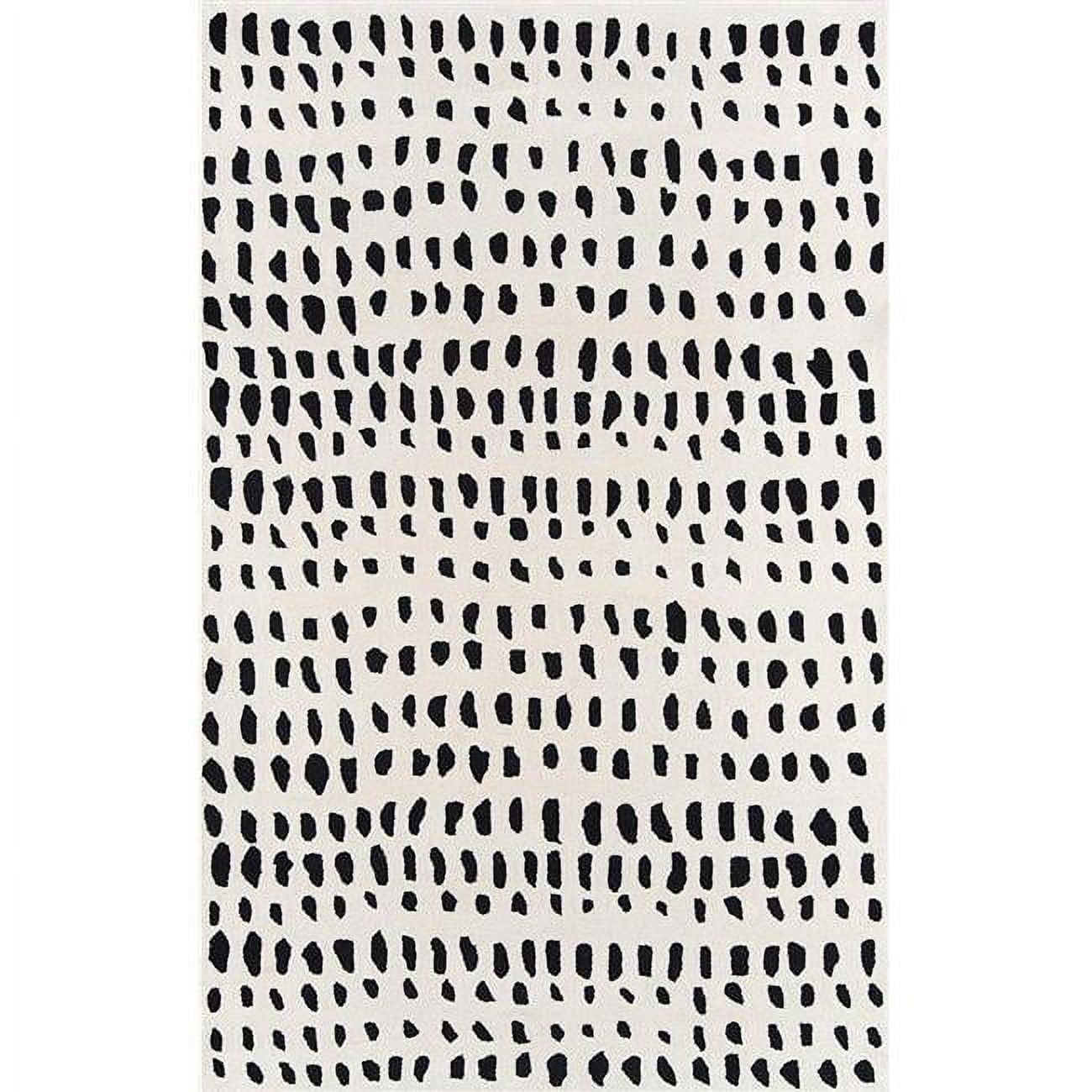 Ivory and Black Hand-Tufted Wool 9' x 12' Area Rug