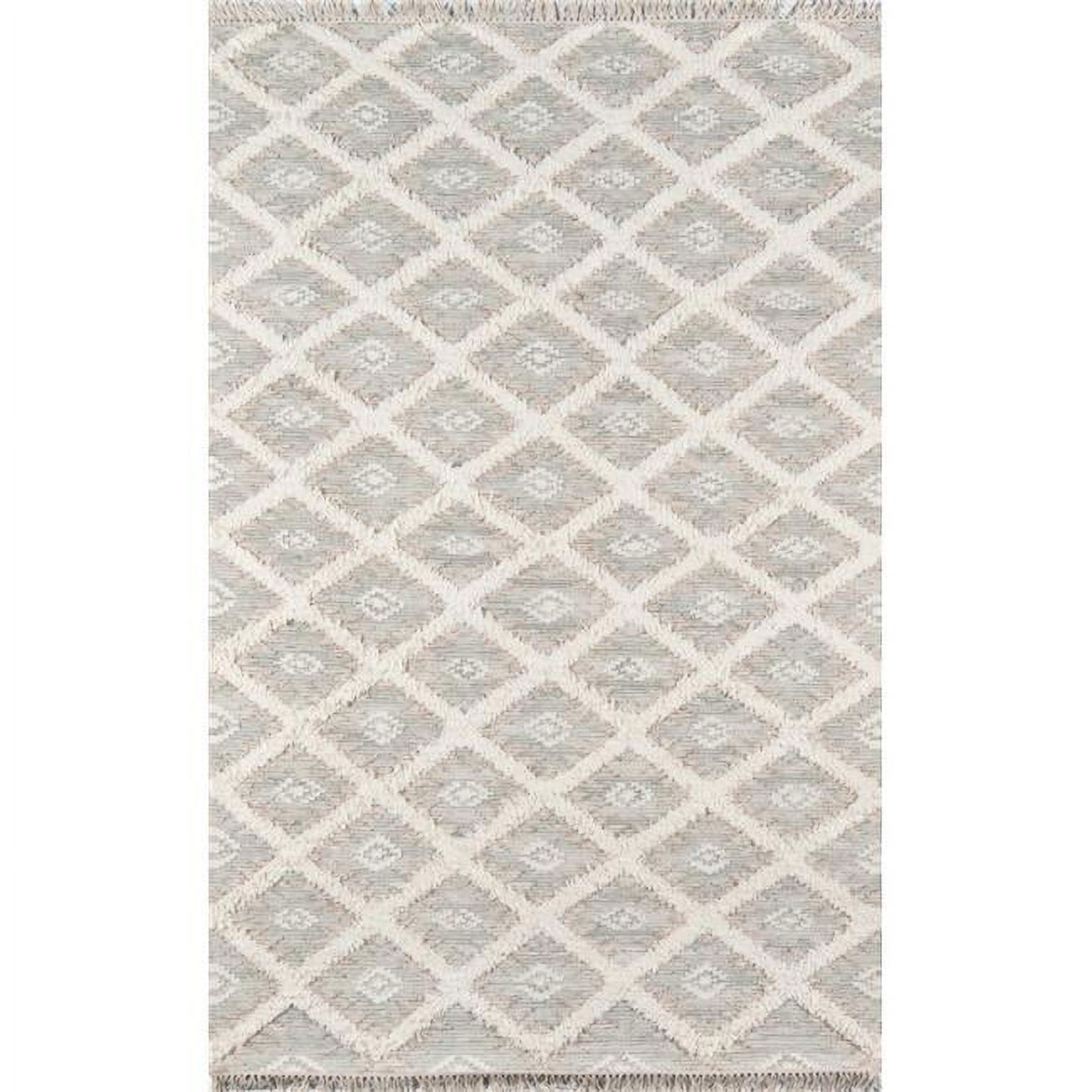 Gray Hand-Knotted Wool Geometric 5' x 7' Area Rug