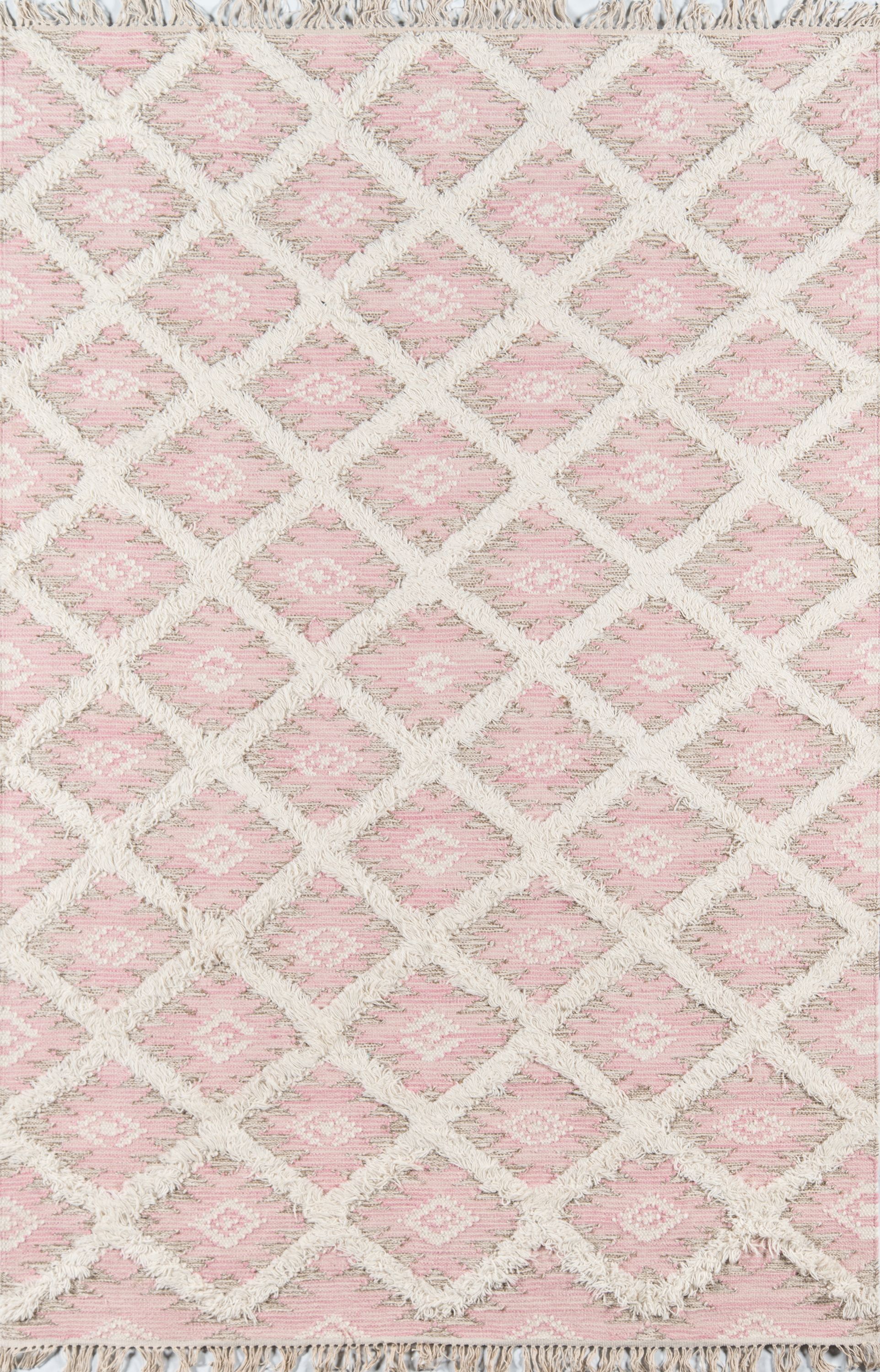 Desert Diamond Handmade Wool Rug in Pink, 2' x 3'