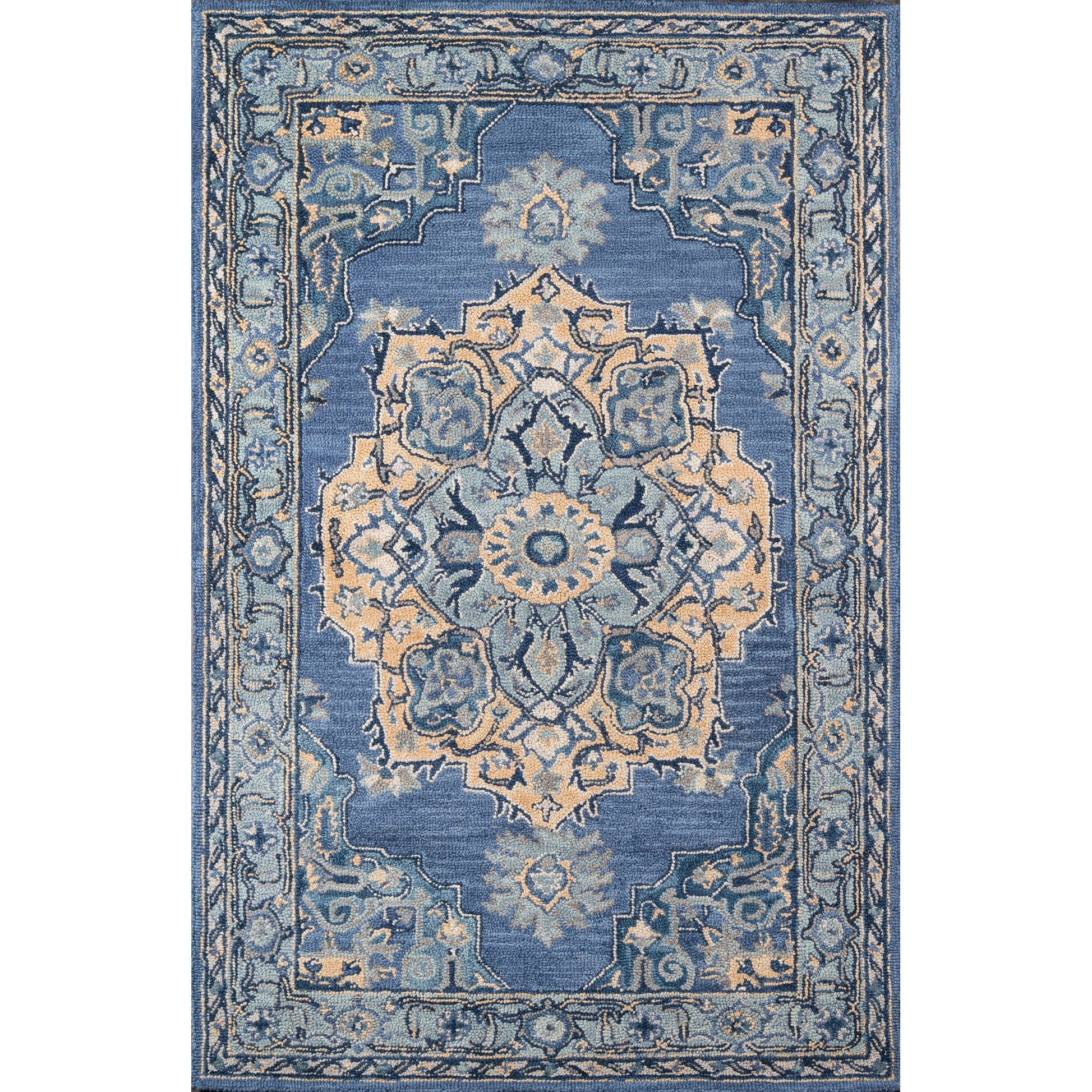 Denim Blue Hand Tufted Wool 6' x 9' Area Rug