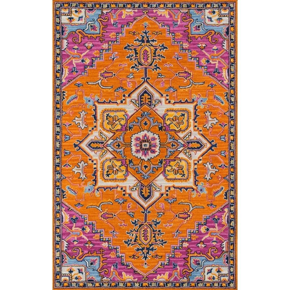 Hand-Tufted Wool Orange Medallion 6' x 9' Area Rug
