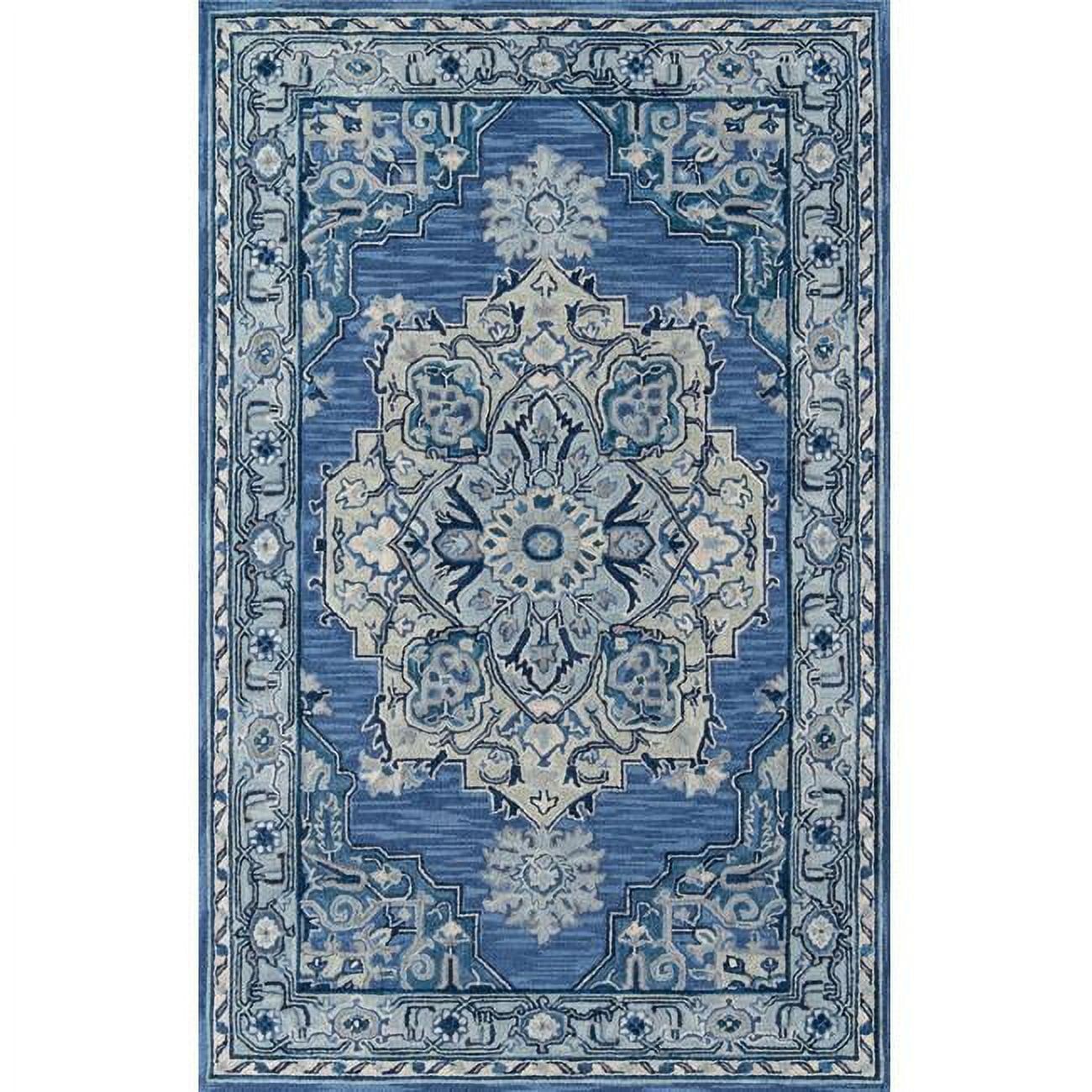 Denim Blue Hand Tufted Wool 8' x 10' Area Rug