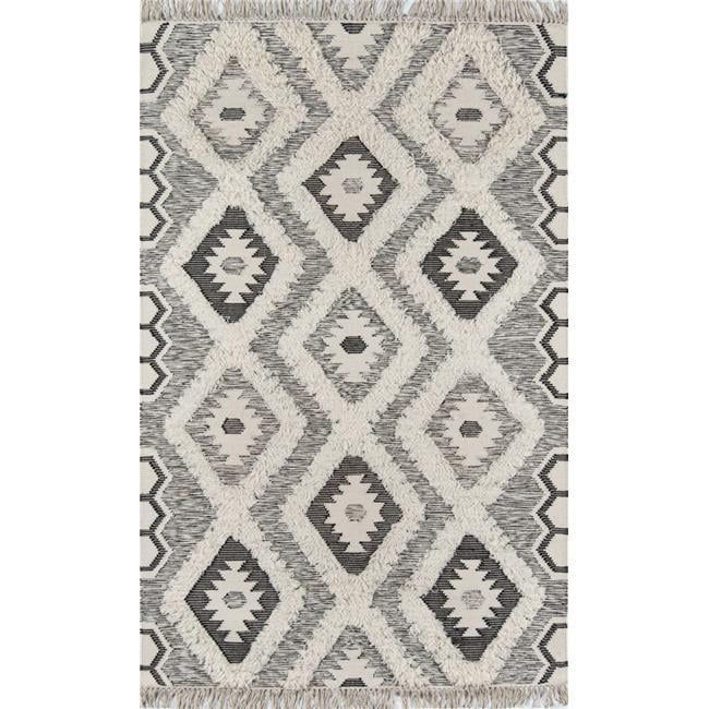 Handwoven Geometric Gray Wool Rectangular Rug, 3' x 5'