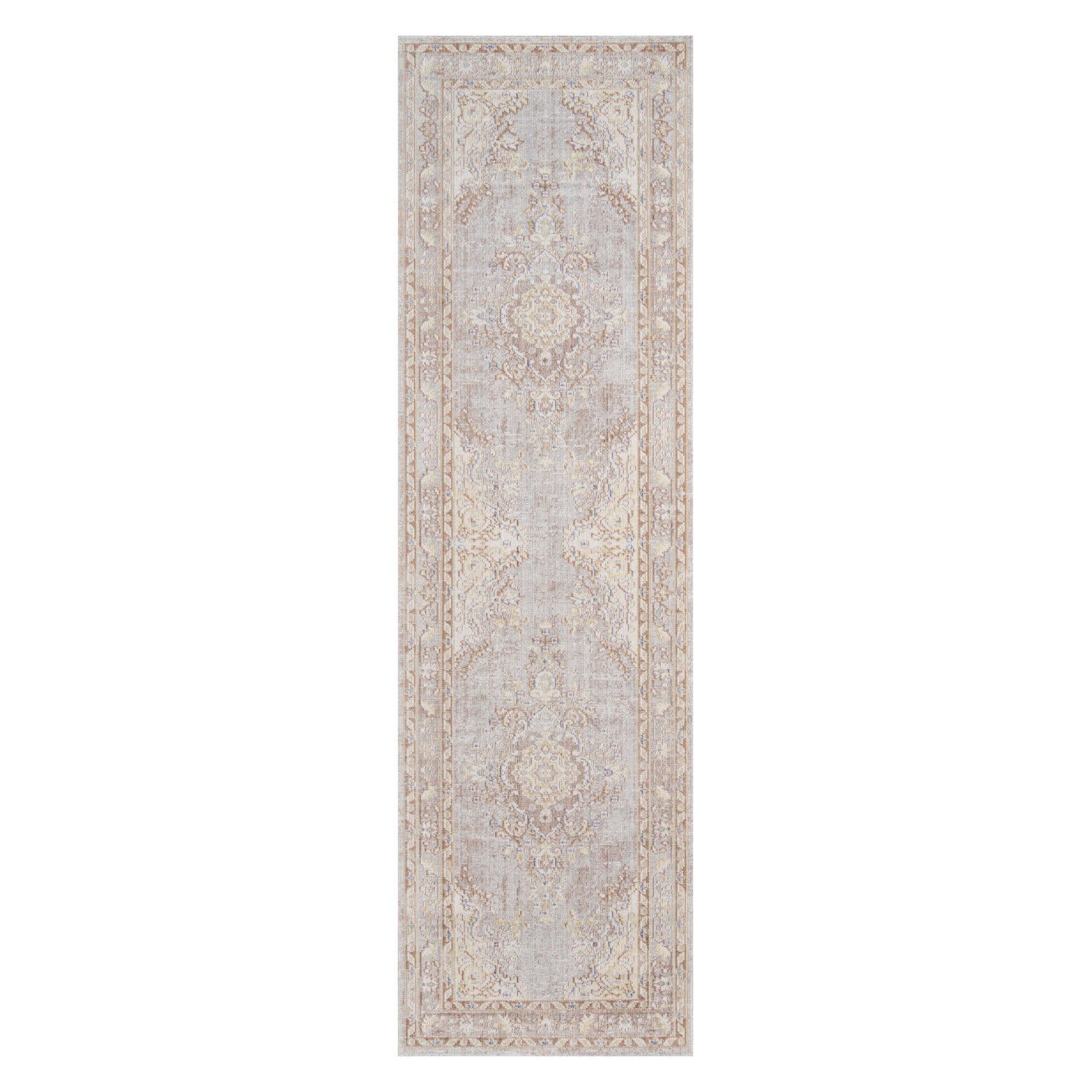 Isabella Traditional Medallion Gray Polyester Area Rug, 9'3" x 11'10"