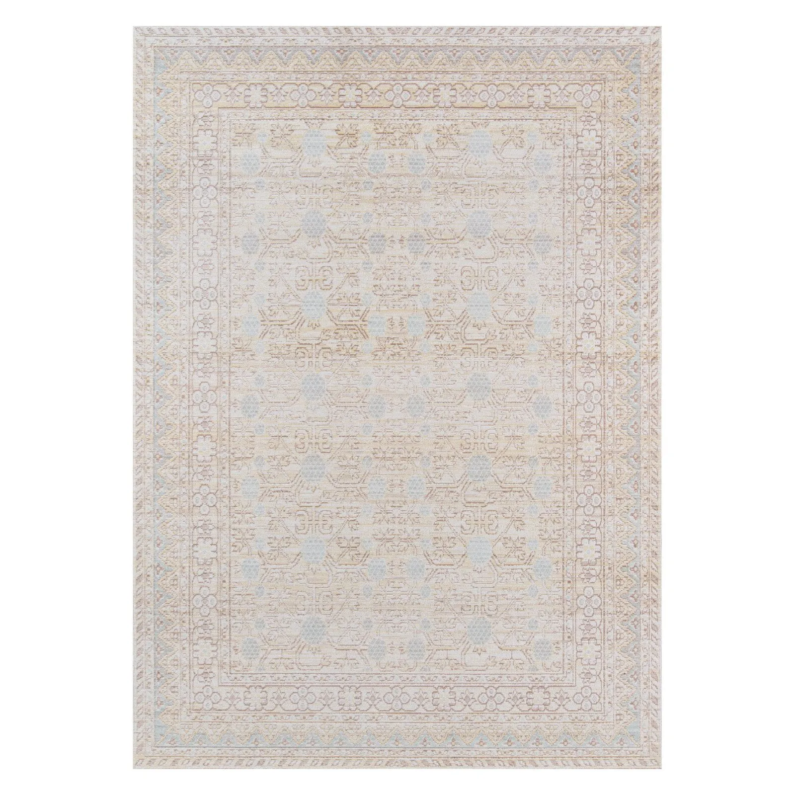 Isabella Blue and Beige Traditional Polyester Area Rug, 9'3" x 11'10"