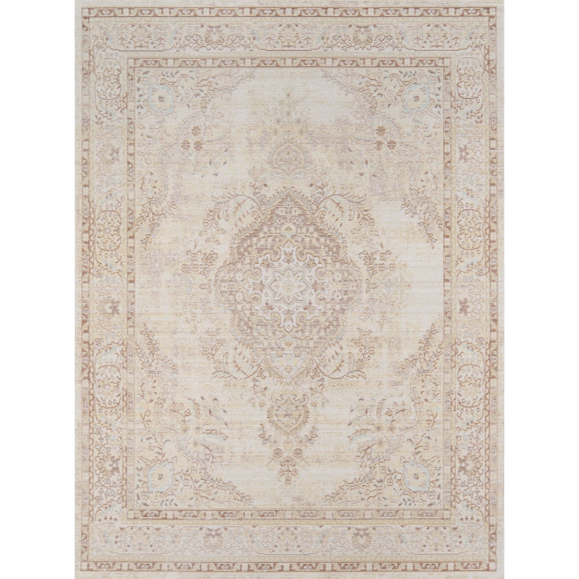 Elegant Ivory Medallion 2'x3' Braided Synthetic Rug