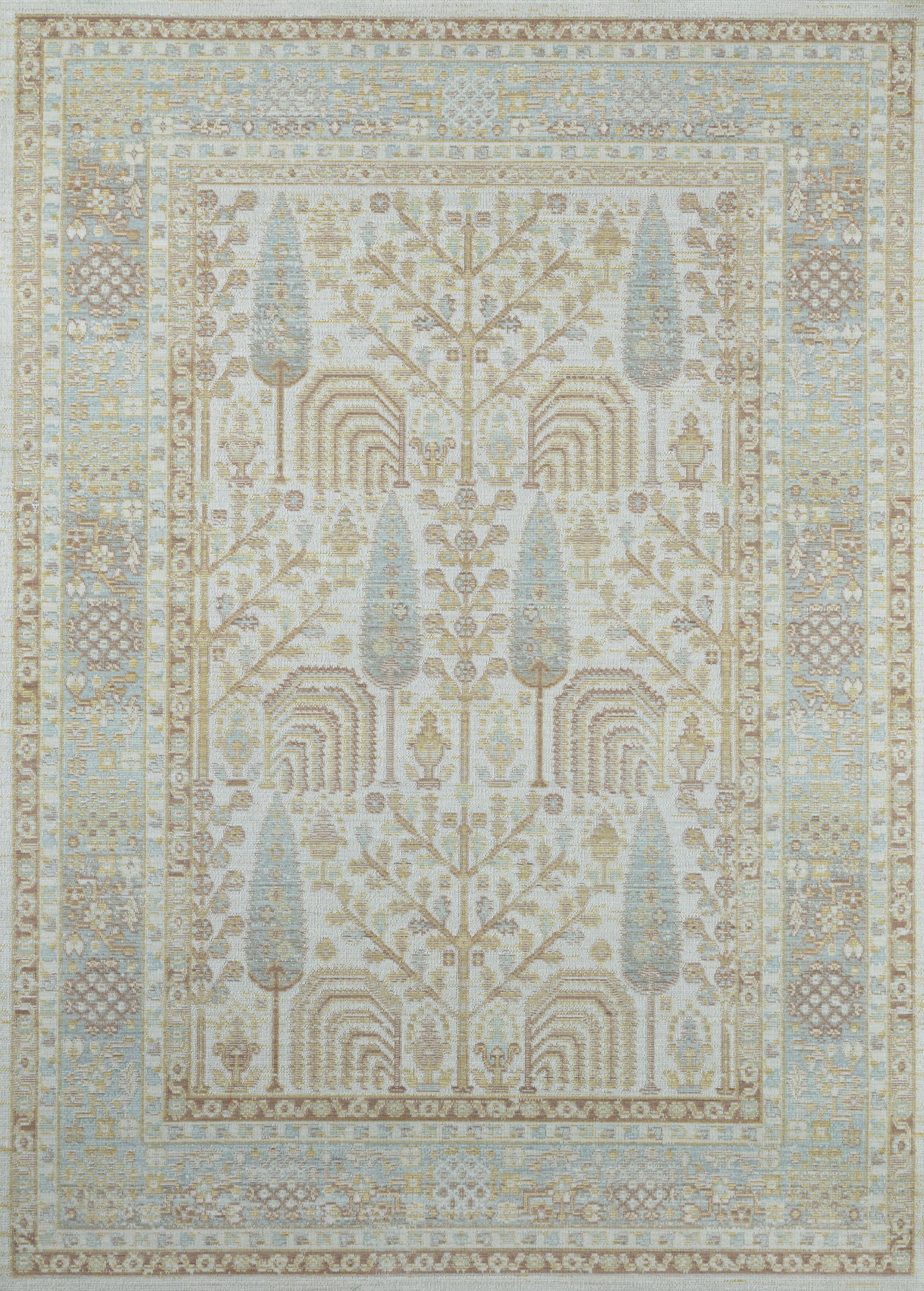 Ivory and Beige Rectangular Synthetic 4' x 6' Area Rug